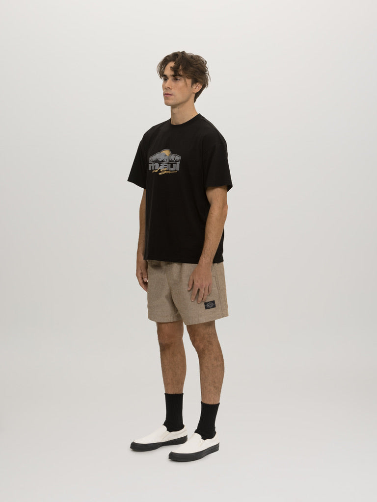 Maui and Sons Horizon t-shirt nera boxy in cotone