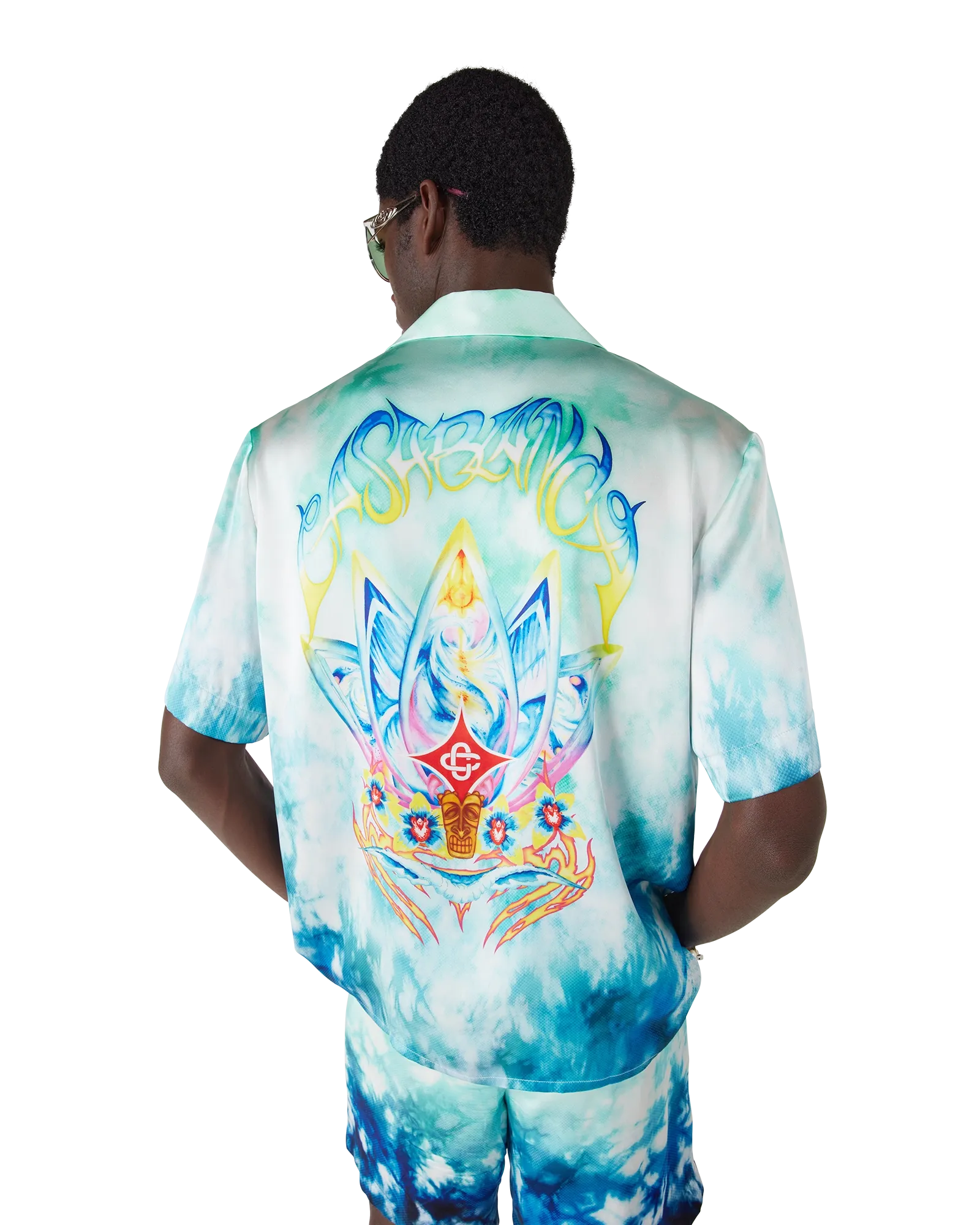 Casablanca Surf Lotus camicia seta multicolore