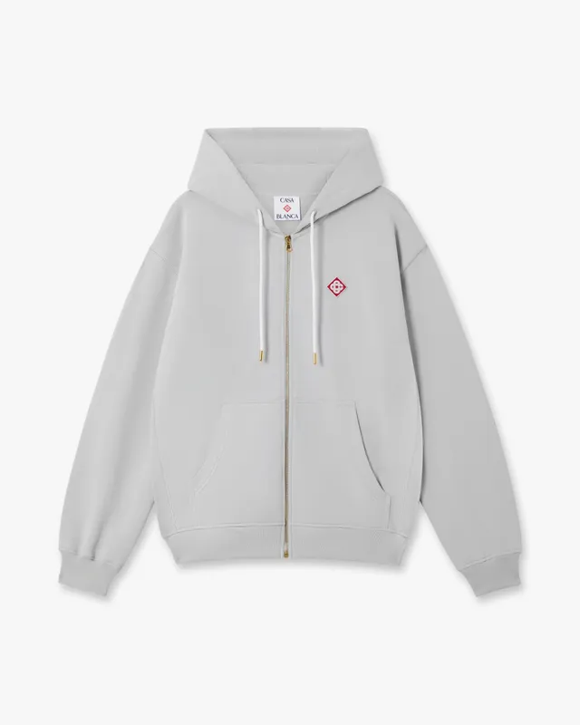 Casablanca Diamond Logo felpa grigia zip cotone