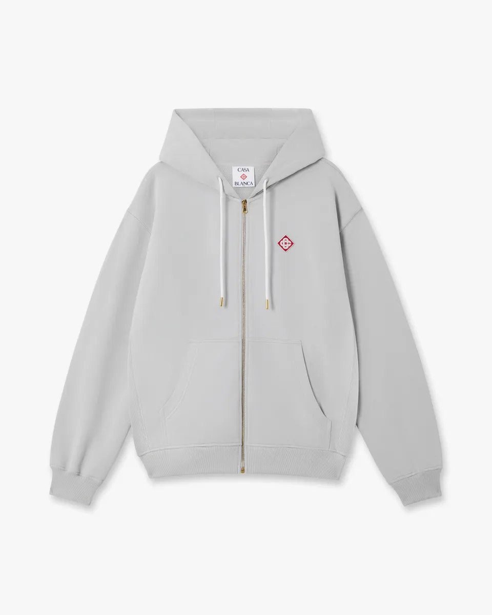 Casablanca Diamond Logo felpa grigia zip cotone