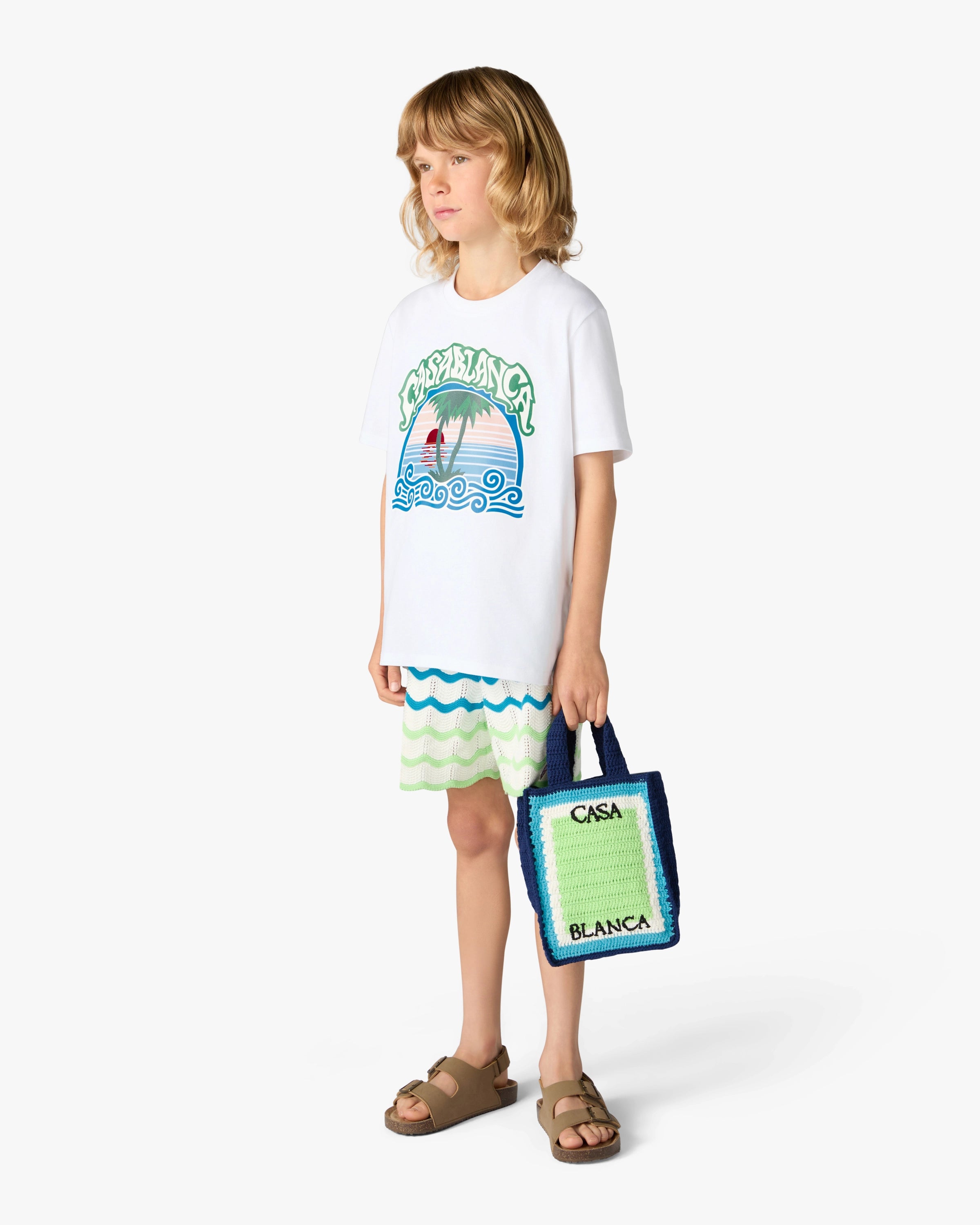 Casablanca Palm Tree t-shirt bimbo bianca cotone bio