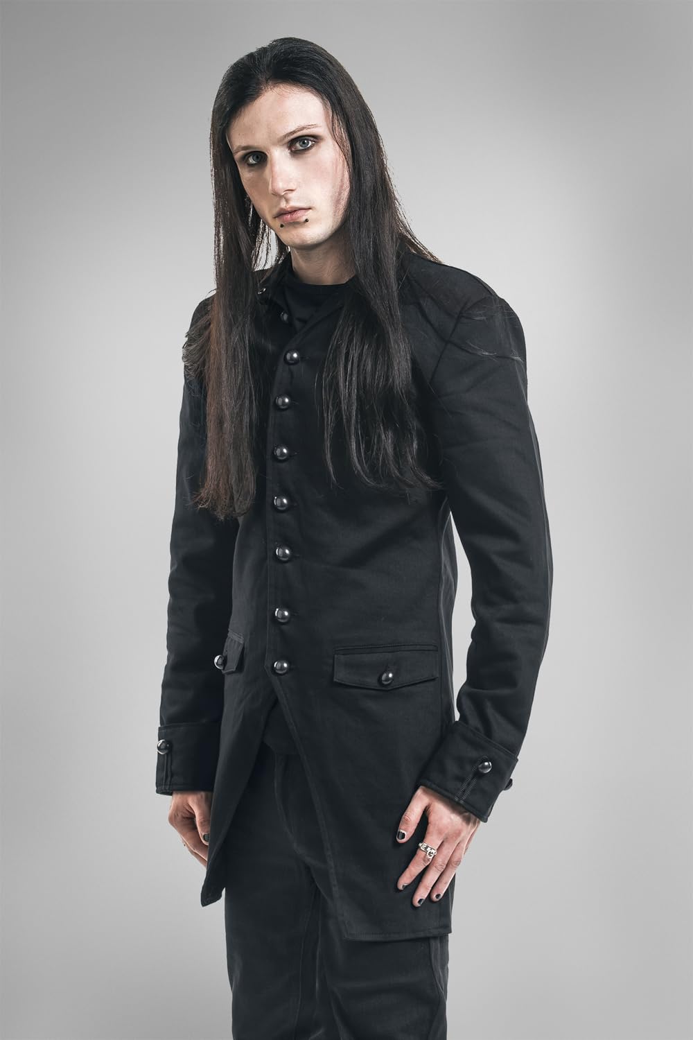 Gothicana by EMP cappotto uomo nero collo alto XL