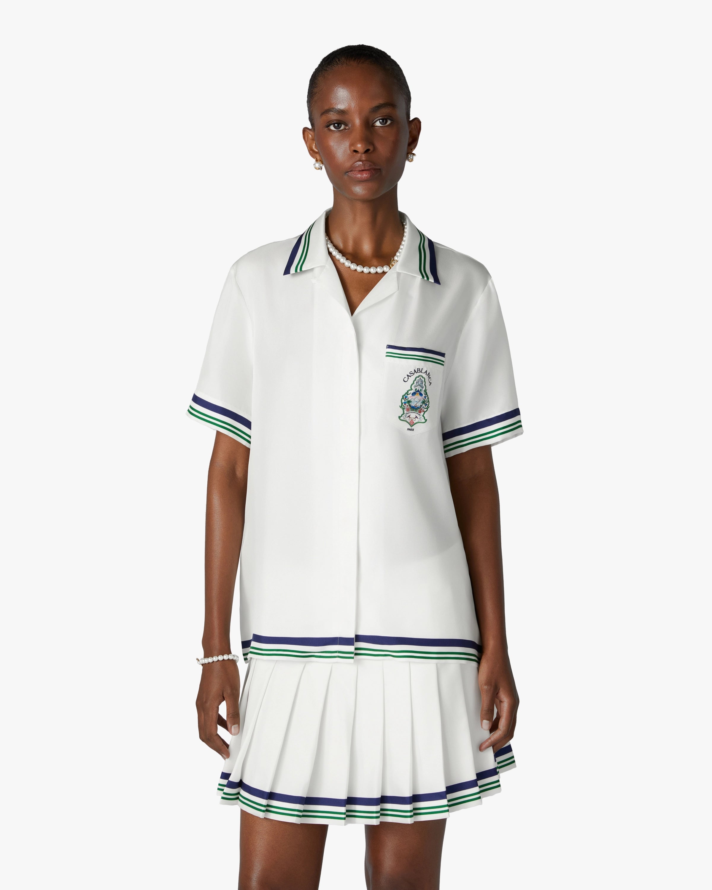 Casablanca Hotel Emblem camicia seta bianca donna