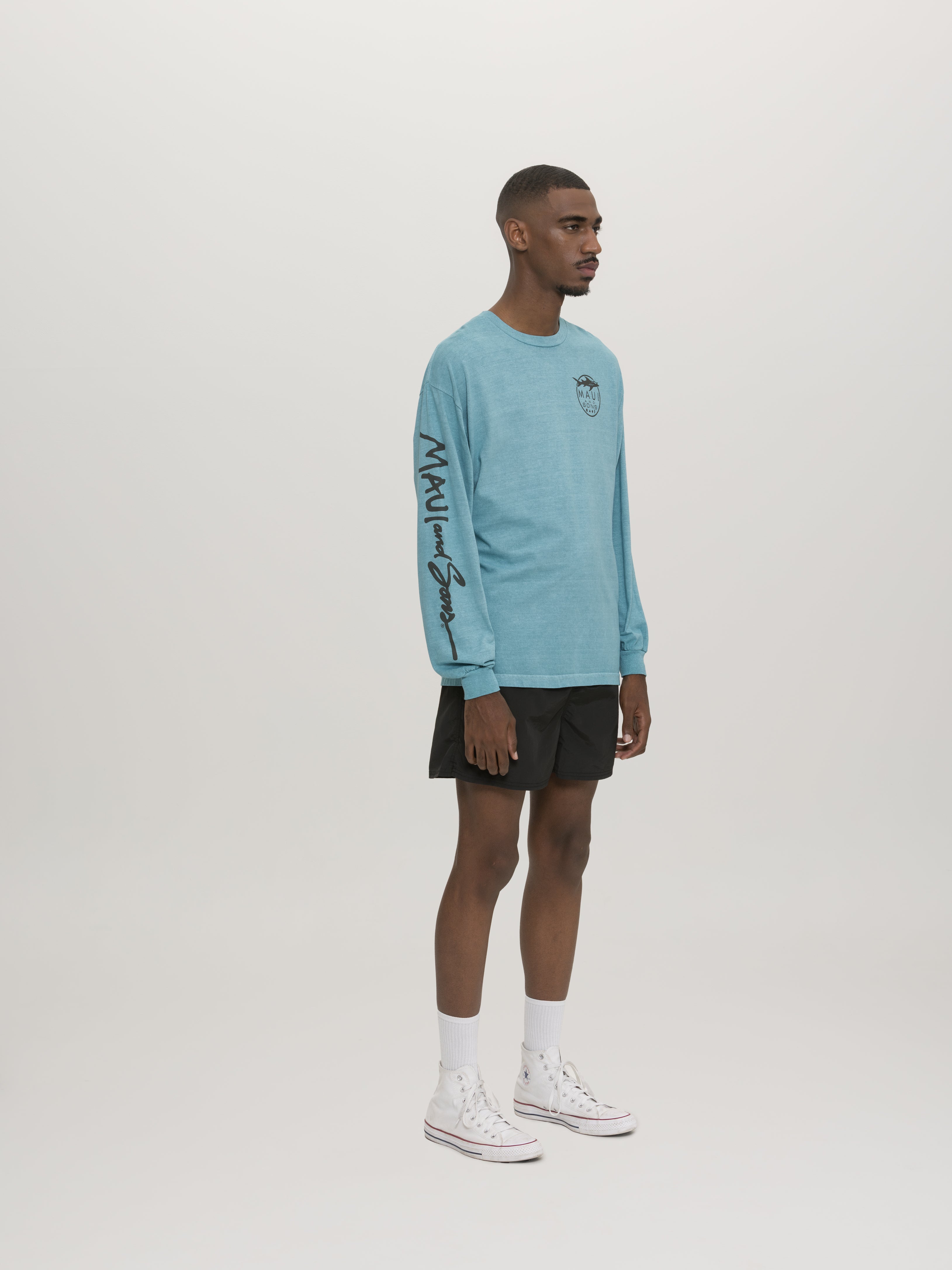 Maui and Sons Shark Logo maglia maniche lunghe cotone