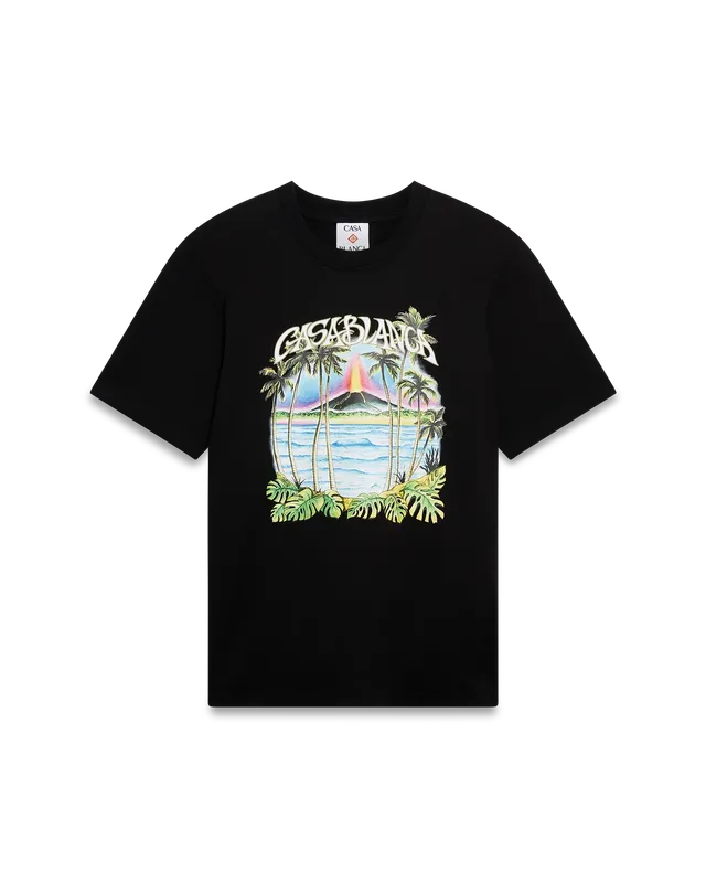 Casablanca Volcano t-shirt uomo nera cotone organico