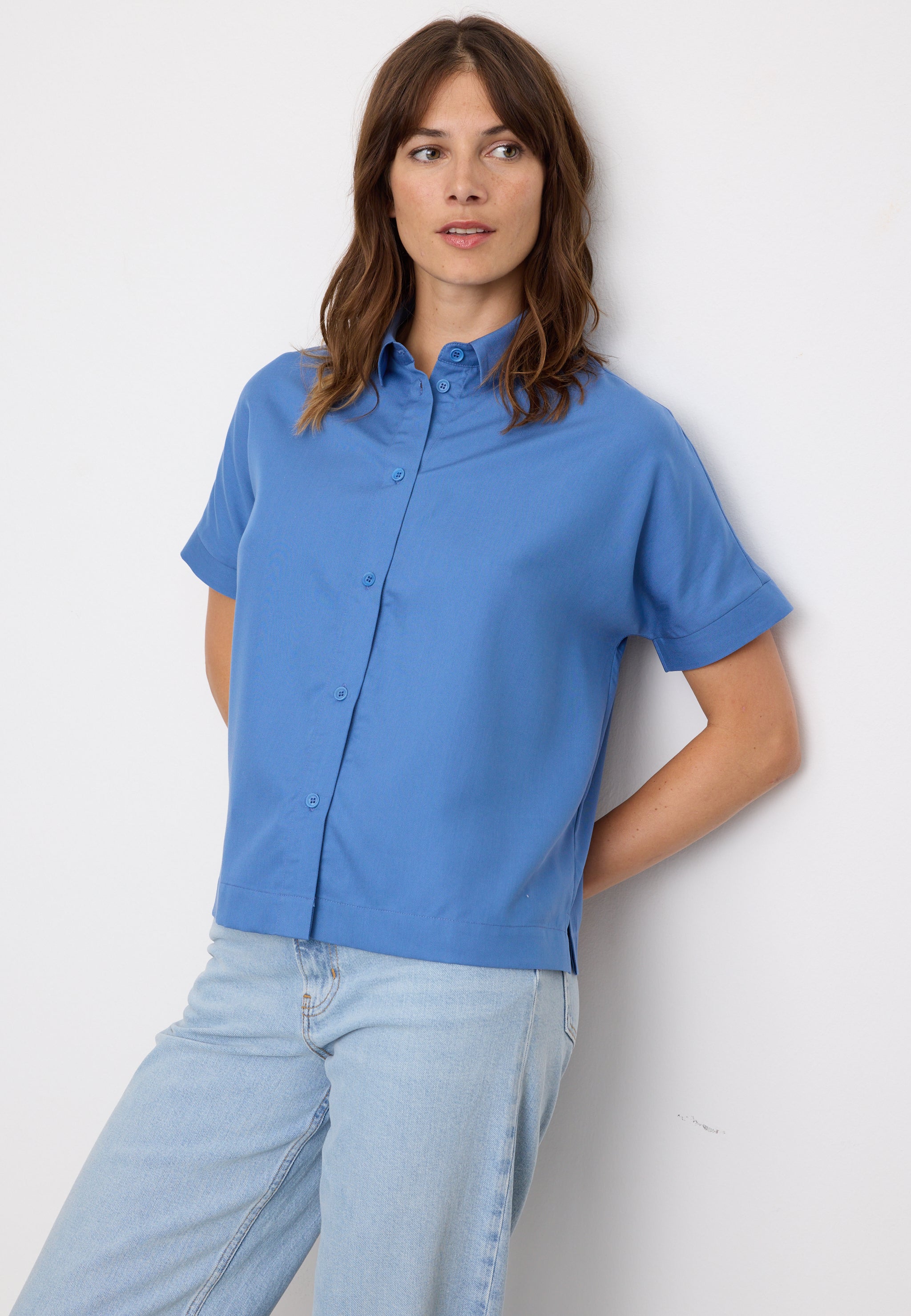 Recolution Lotus camicia donna blu lyocell