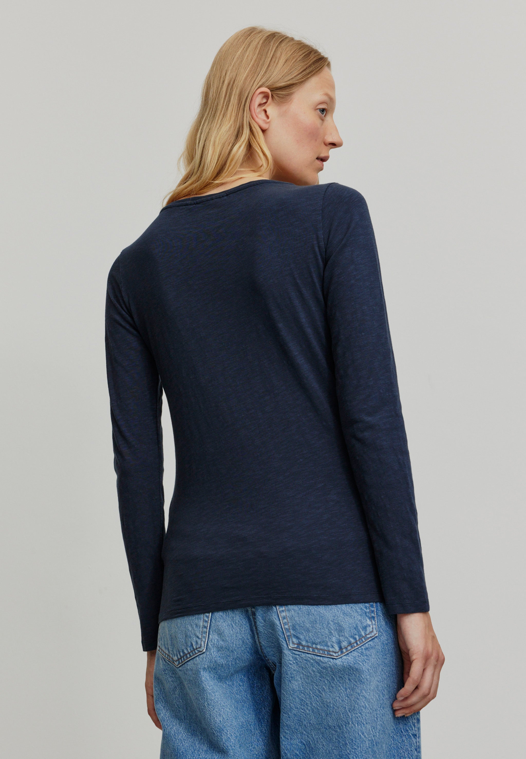 Recolution Iris maglia manica lunga blu navy cotone bio