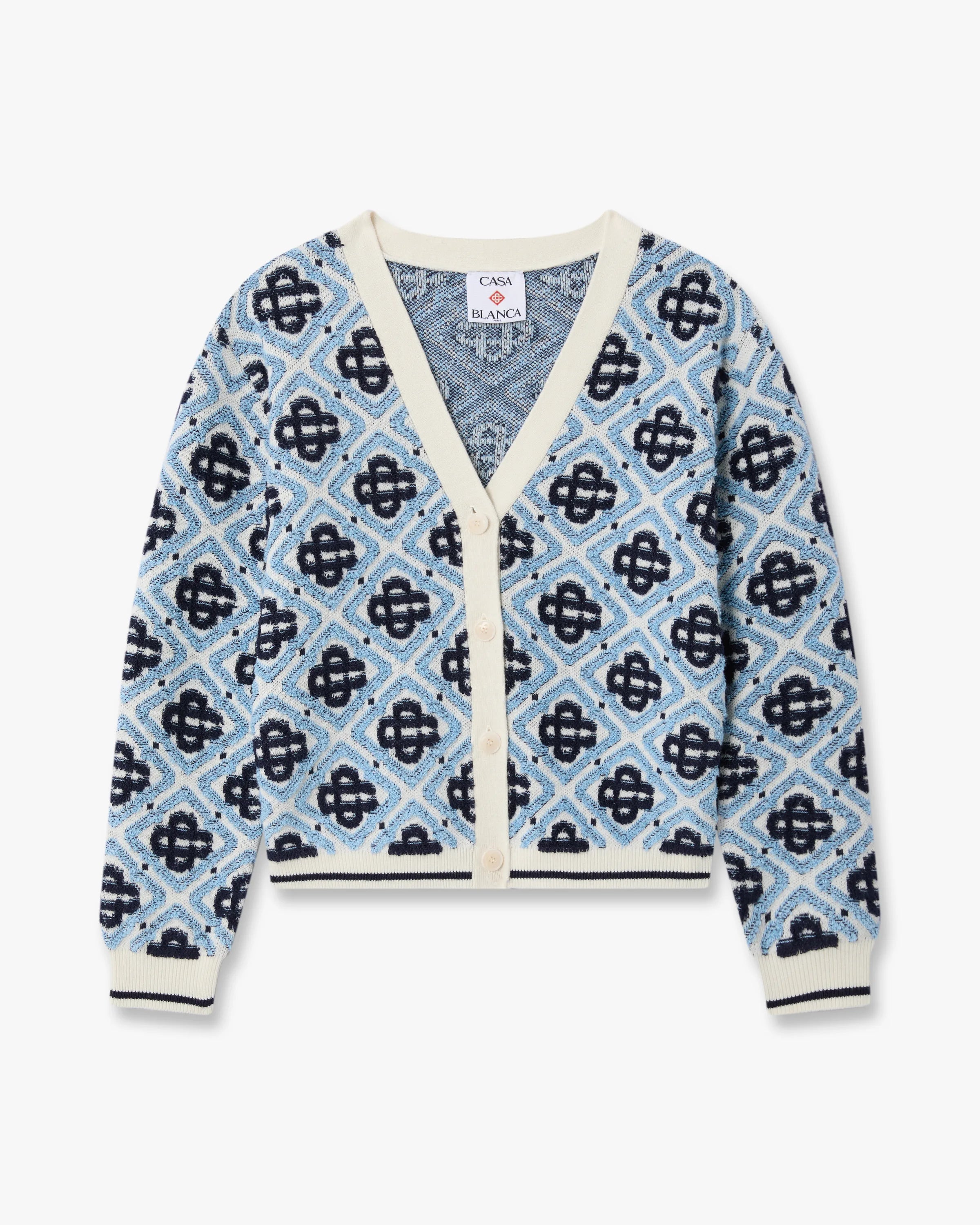 Casablanca Monogram cardigan bambino blu lana