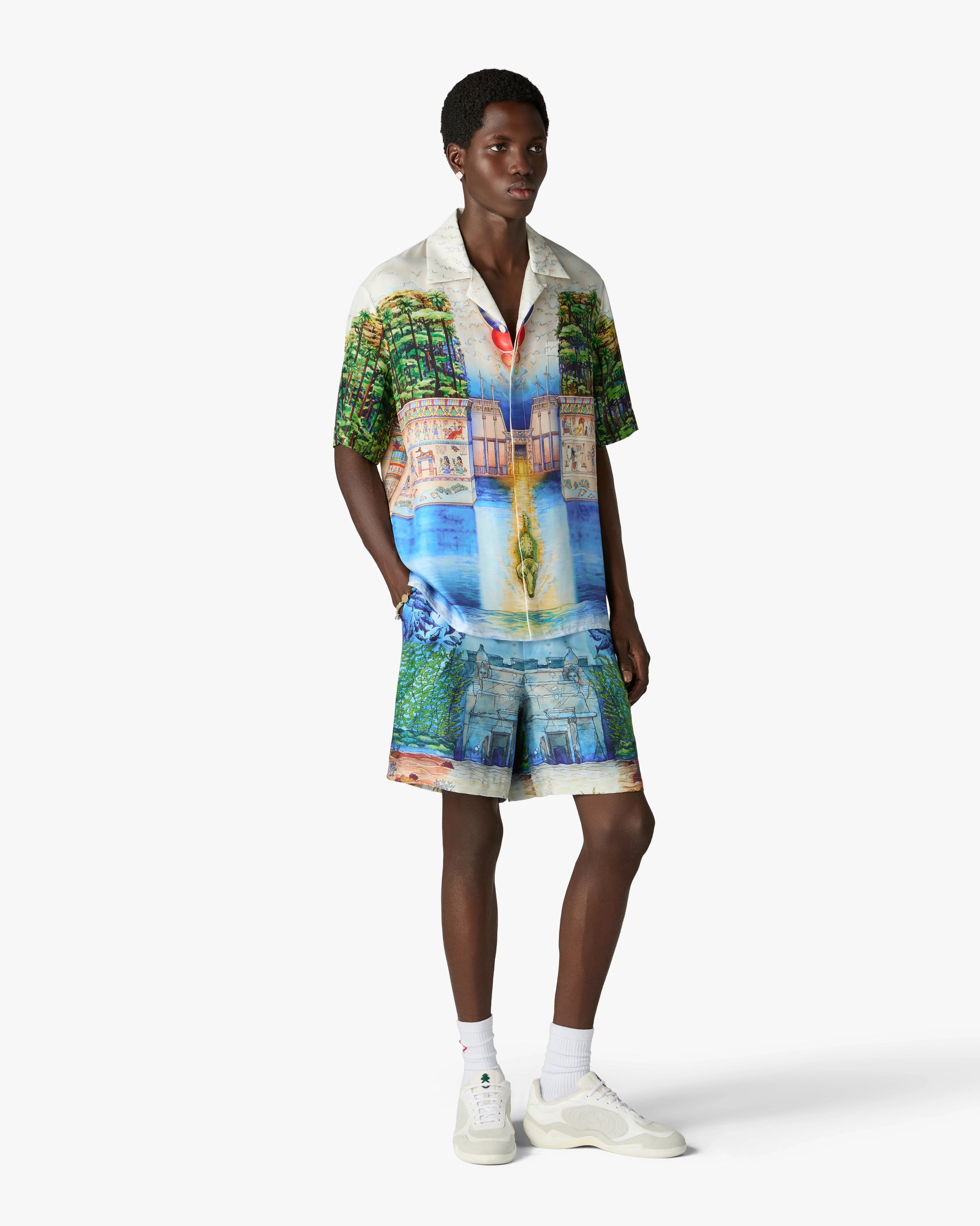 Casablanca Trompe L'Oeil shorts uomo seta multicolore