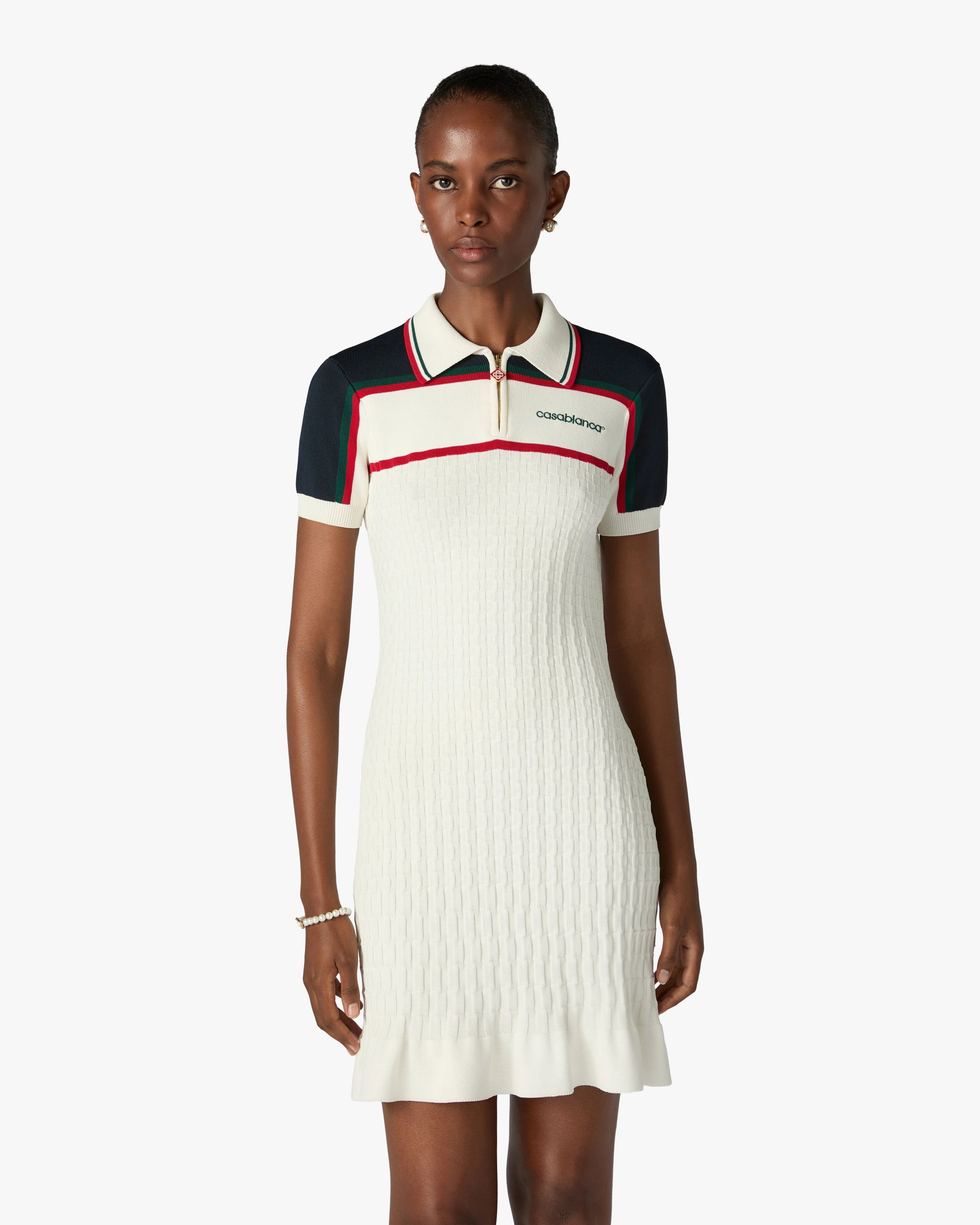 Casablanca Tennis abito donna crema navy maglia