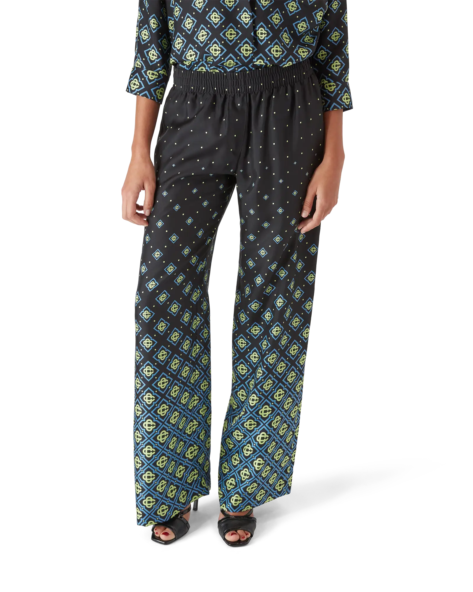 Casablanca Degrade Monogram pantaloni seta nero