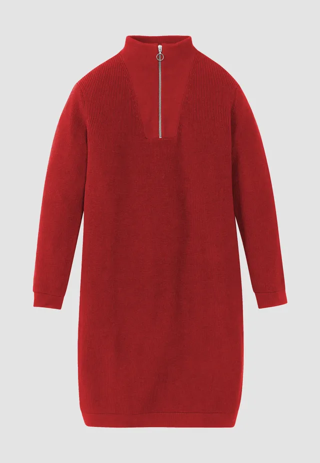 Recolution Stellera abito in maglia rosso cotone bio