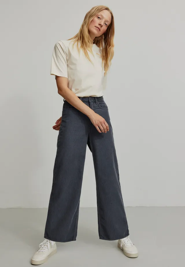 Recolution Erica Corduroy pantaloni donna blu denim velluto