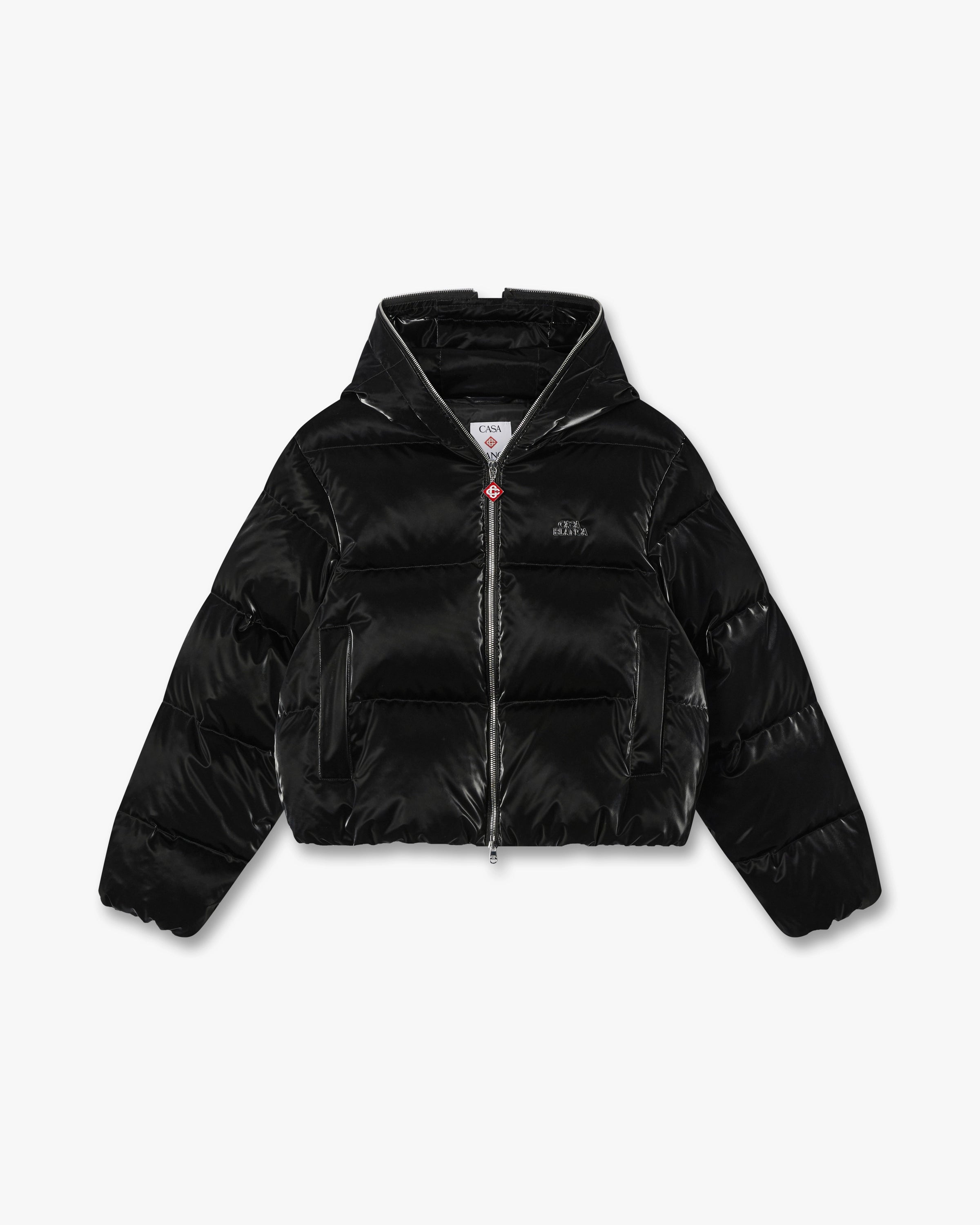 Casablanca Lacquered Cropped Piumino Donna Nero Piuma