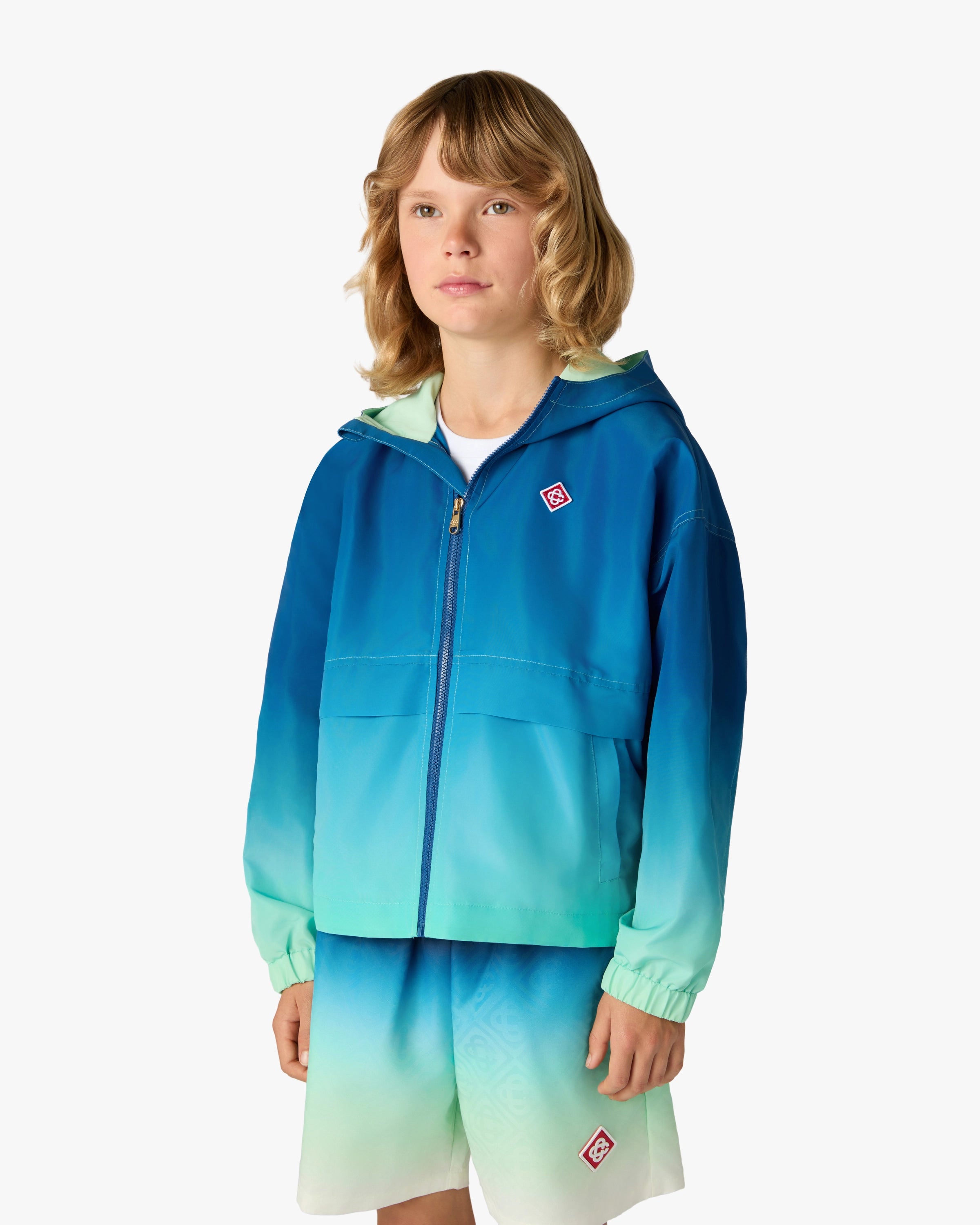 Casablanca Gradient giacca bambino blu verde con cappuccio