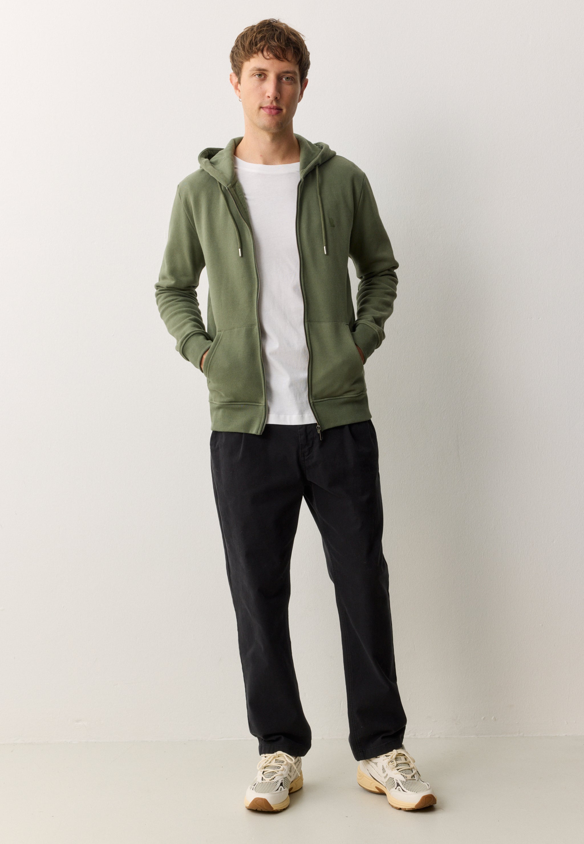 Recolution Birch felpa con zip dark khaki cotone bio