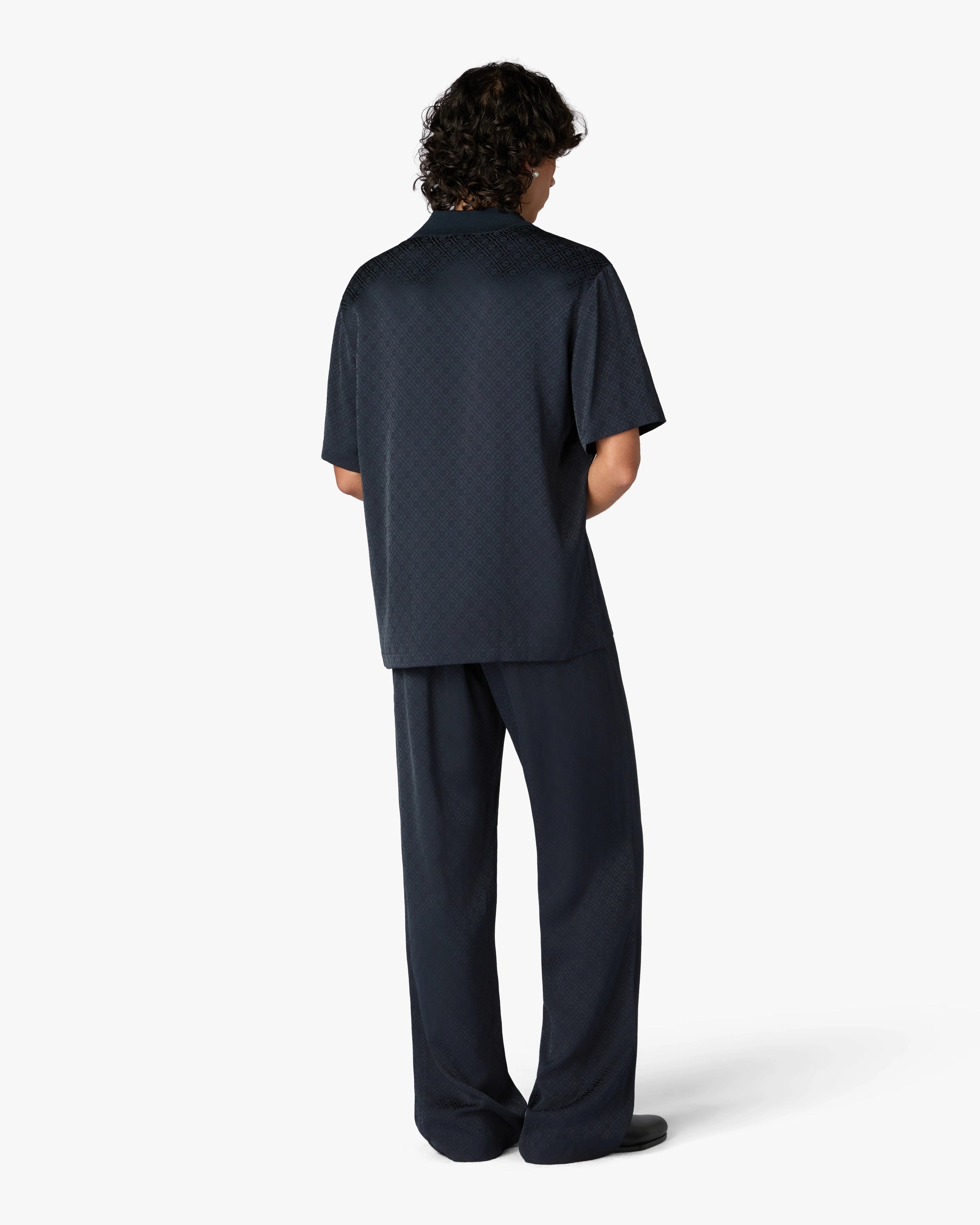 Casablanca Monogram pantaloni navy viscosa slim