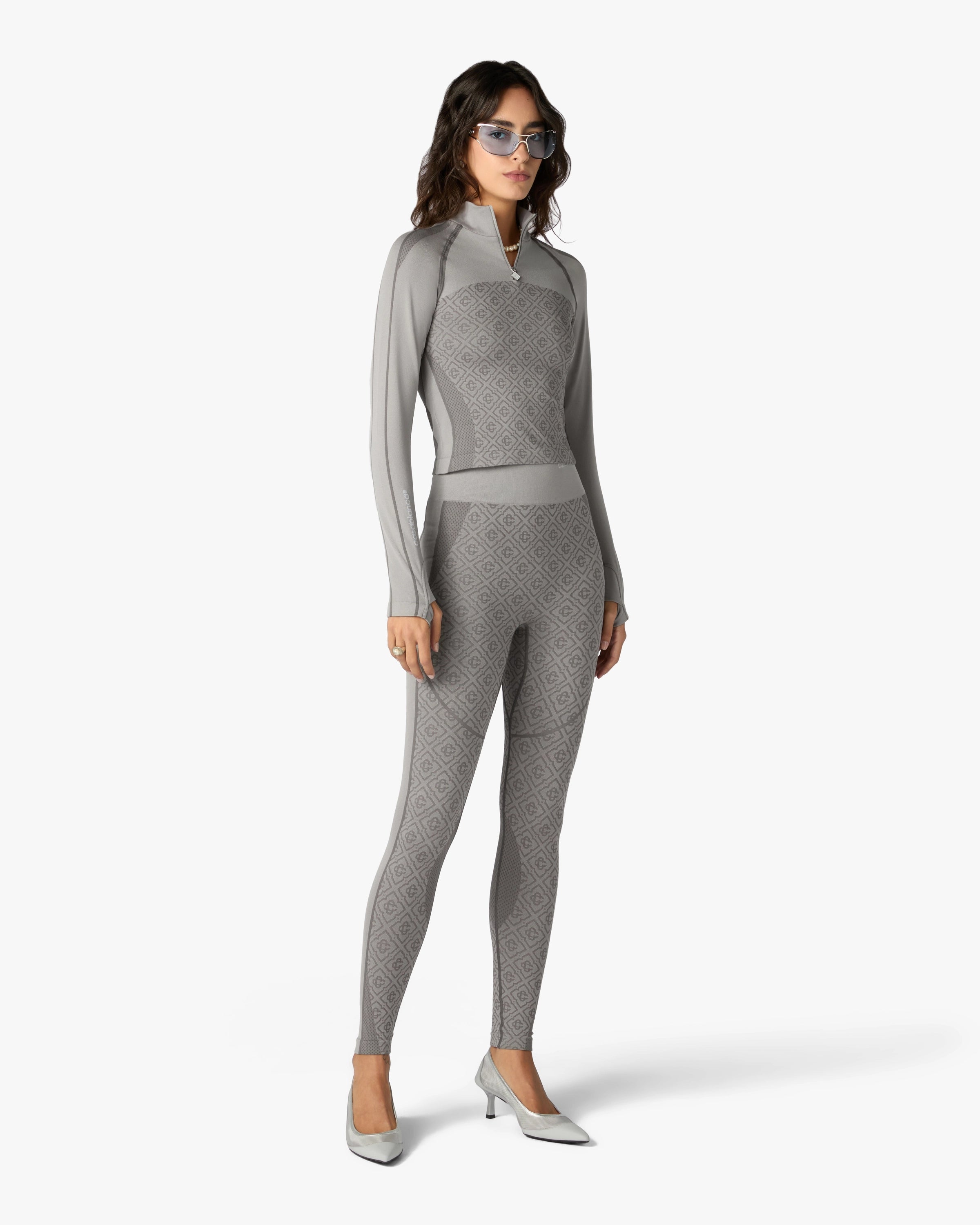 Casablanca Seamless Monogram Leggings grigio chiaro S/M elasticizzati