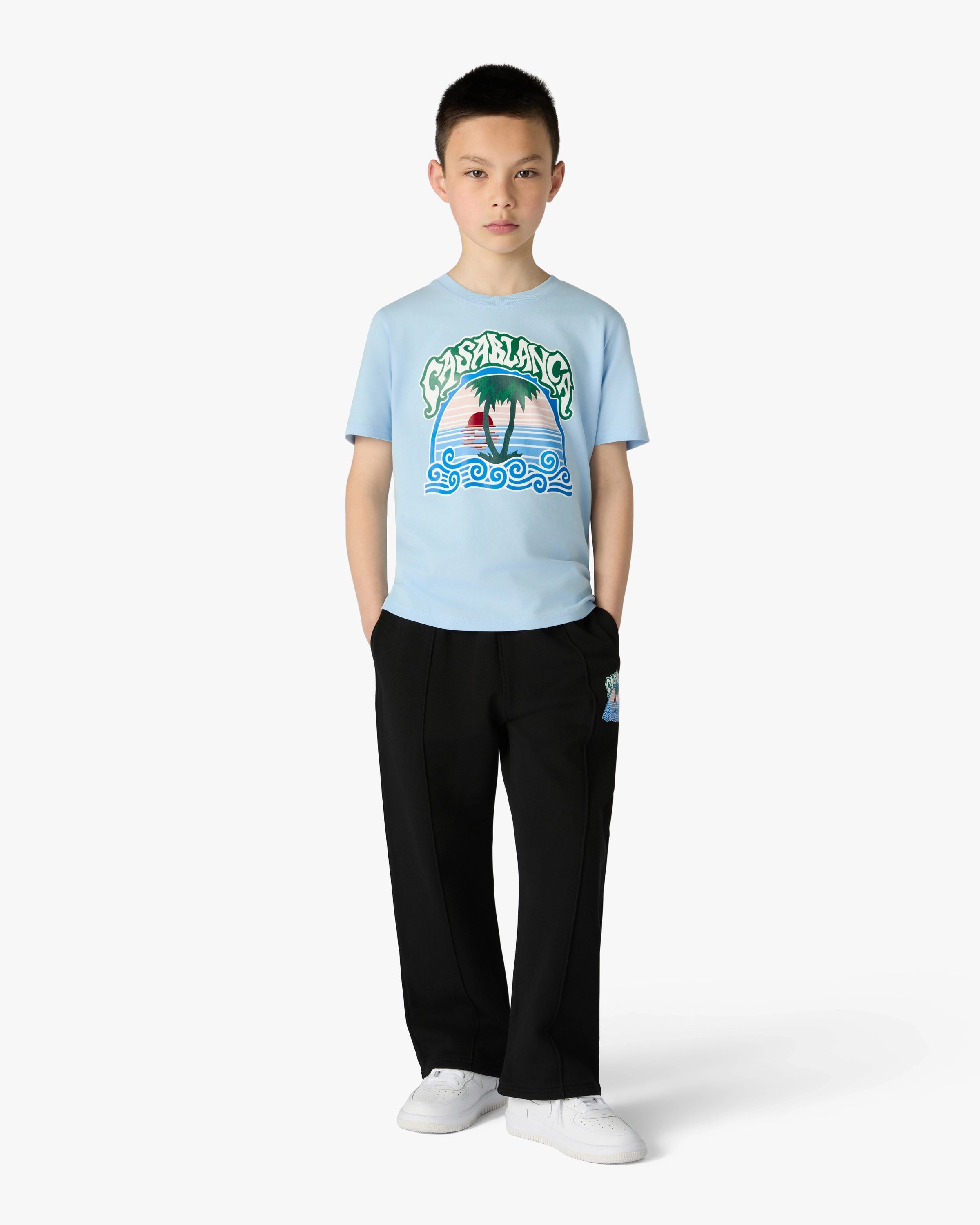 Casablanca Palm Tree pantaloni tuta neri bambino cotone bio
