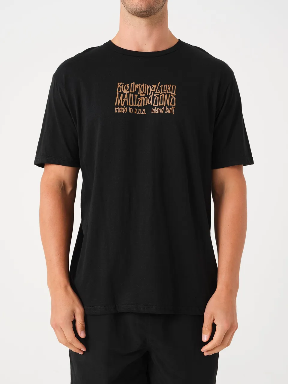 Maui and Sons Island Built t-shirt nera grafica cotone