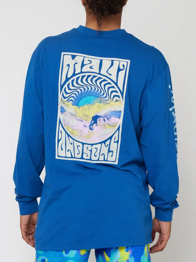 Maui and Sons Psych Surfer Long Sleeve maglia blu cotone