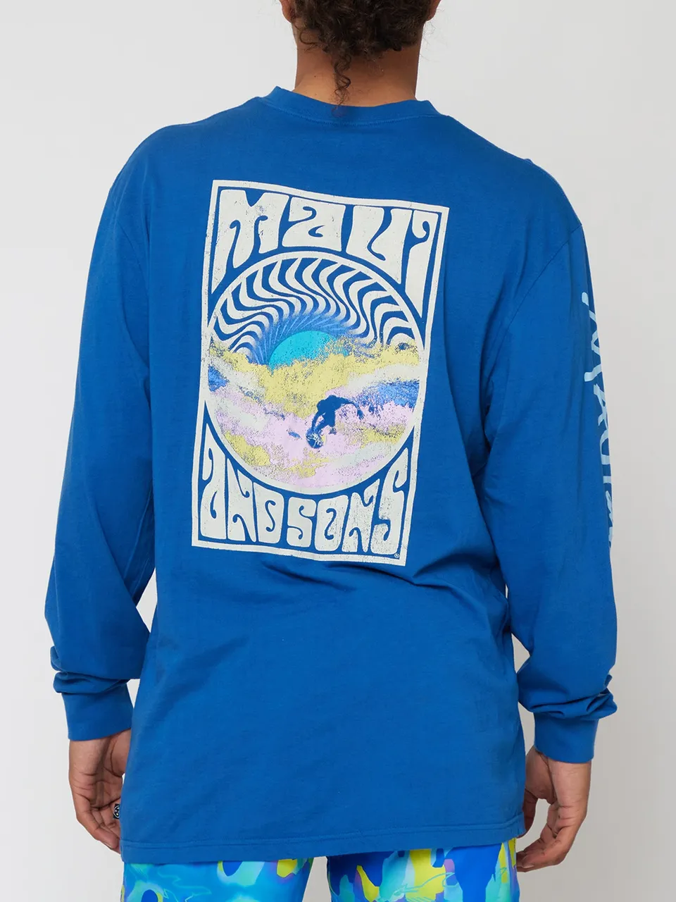 Maui and Sons Psych Surfer Long Sleeve maglia blu cotone