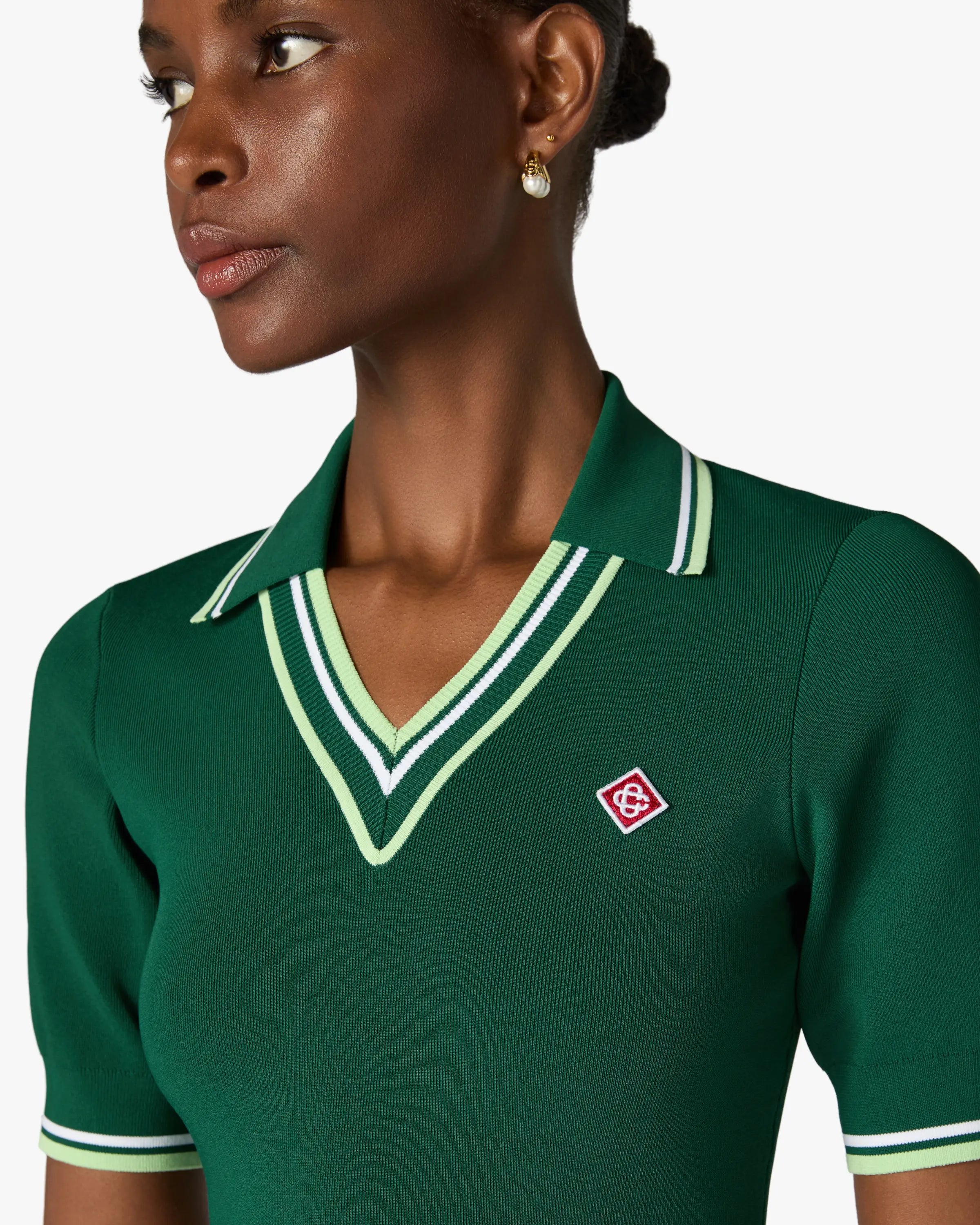 Casablanca V-Neck Polo mini abito verde viscosa
