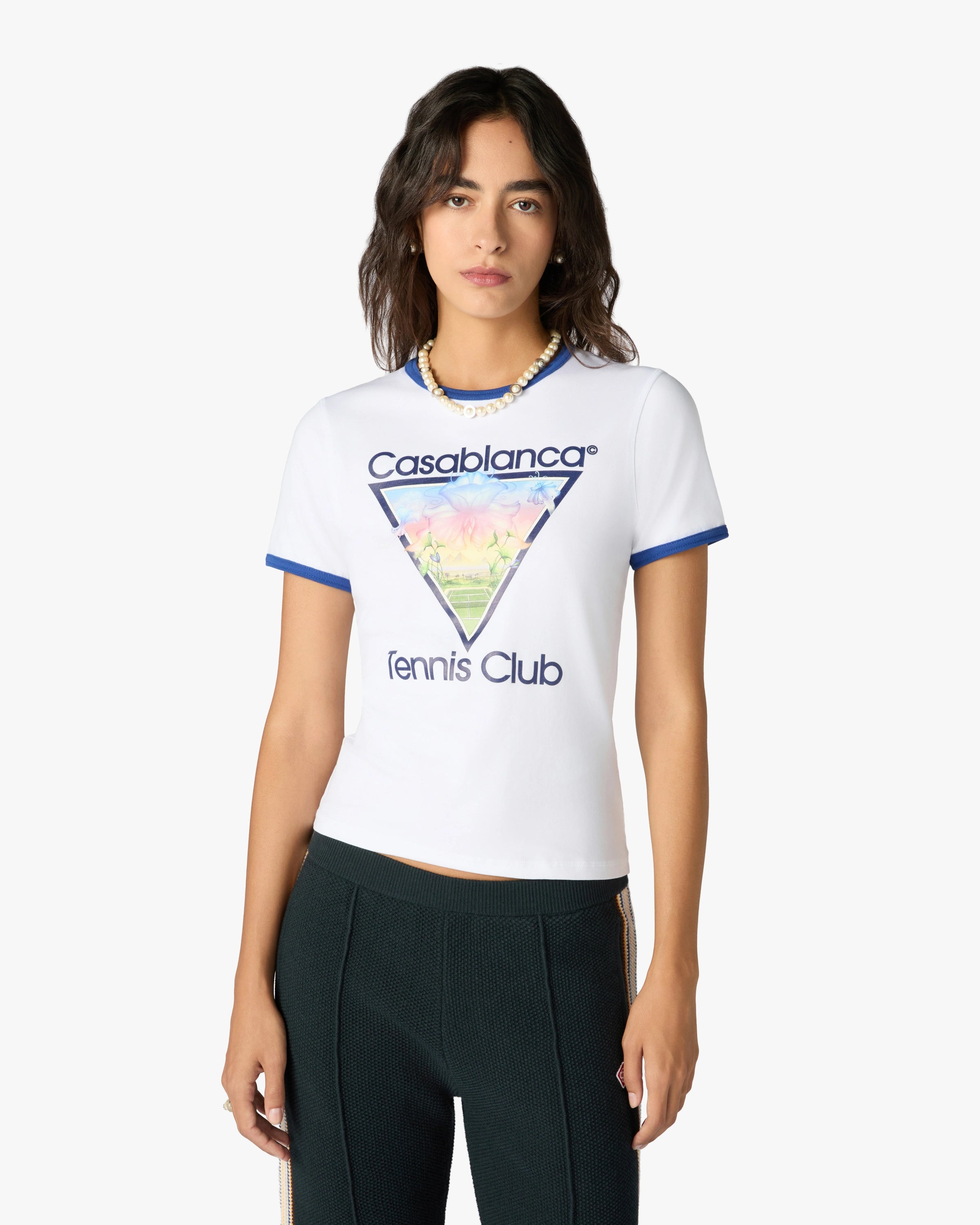 Casablanca Tennis Club Icon t-shirt cotone bianca