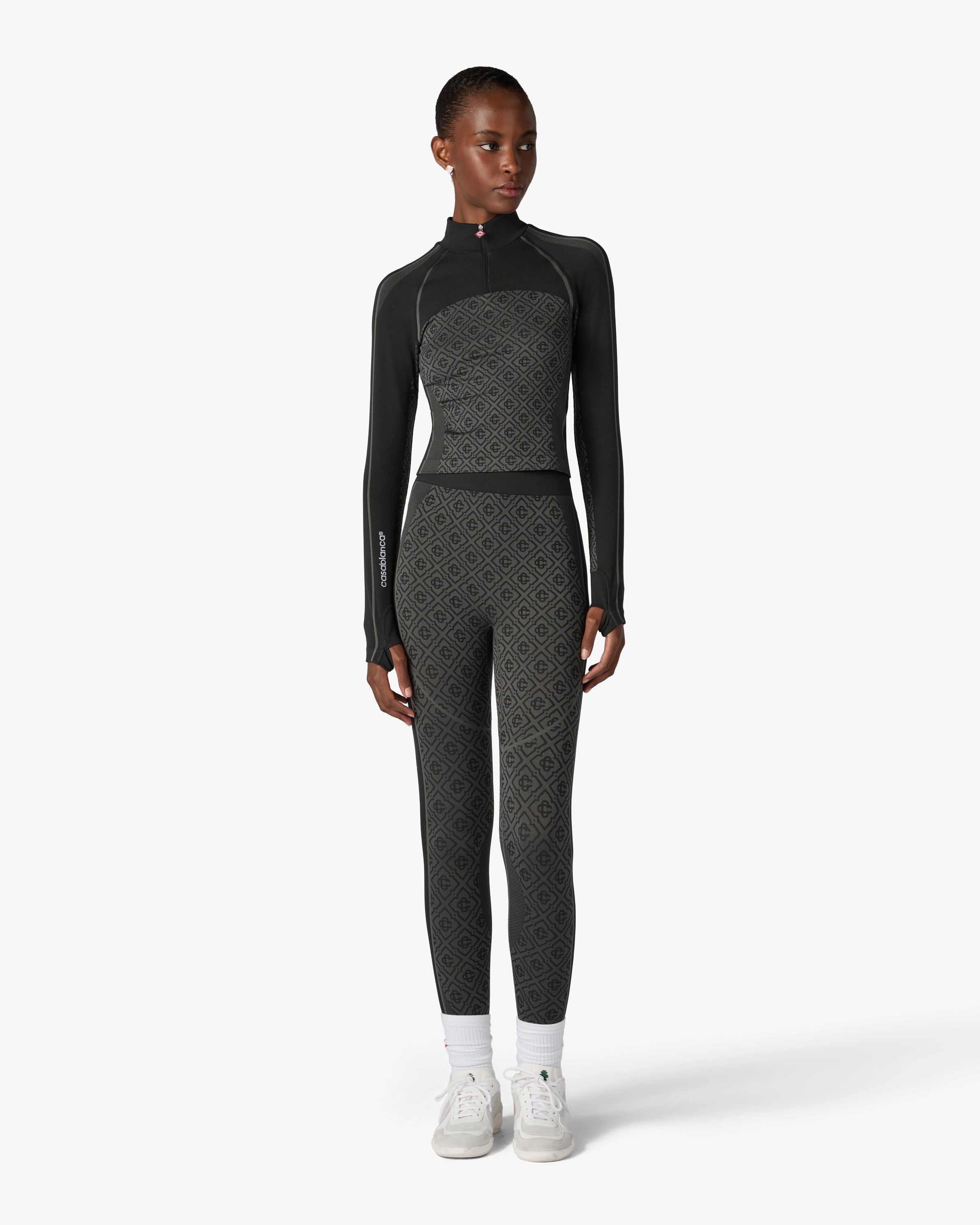Casablanca Grey Seamless top monogram grigio half-zip