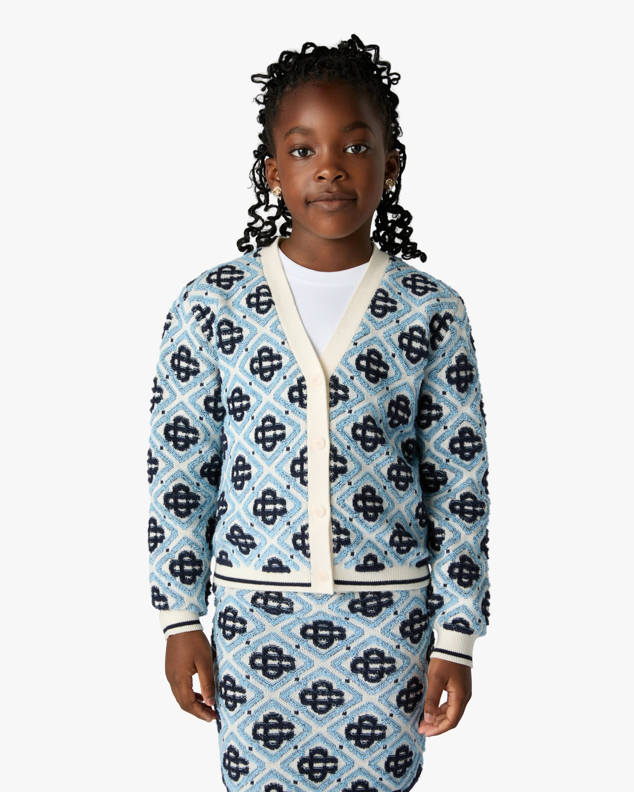 Casablanca Monogram cardigan bambino blu lana