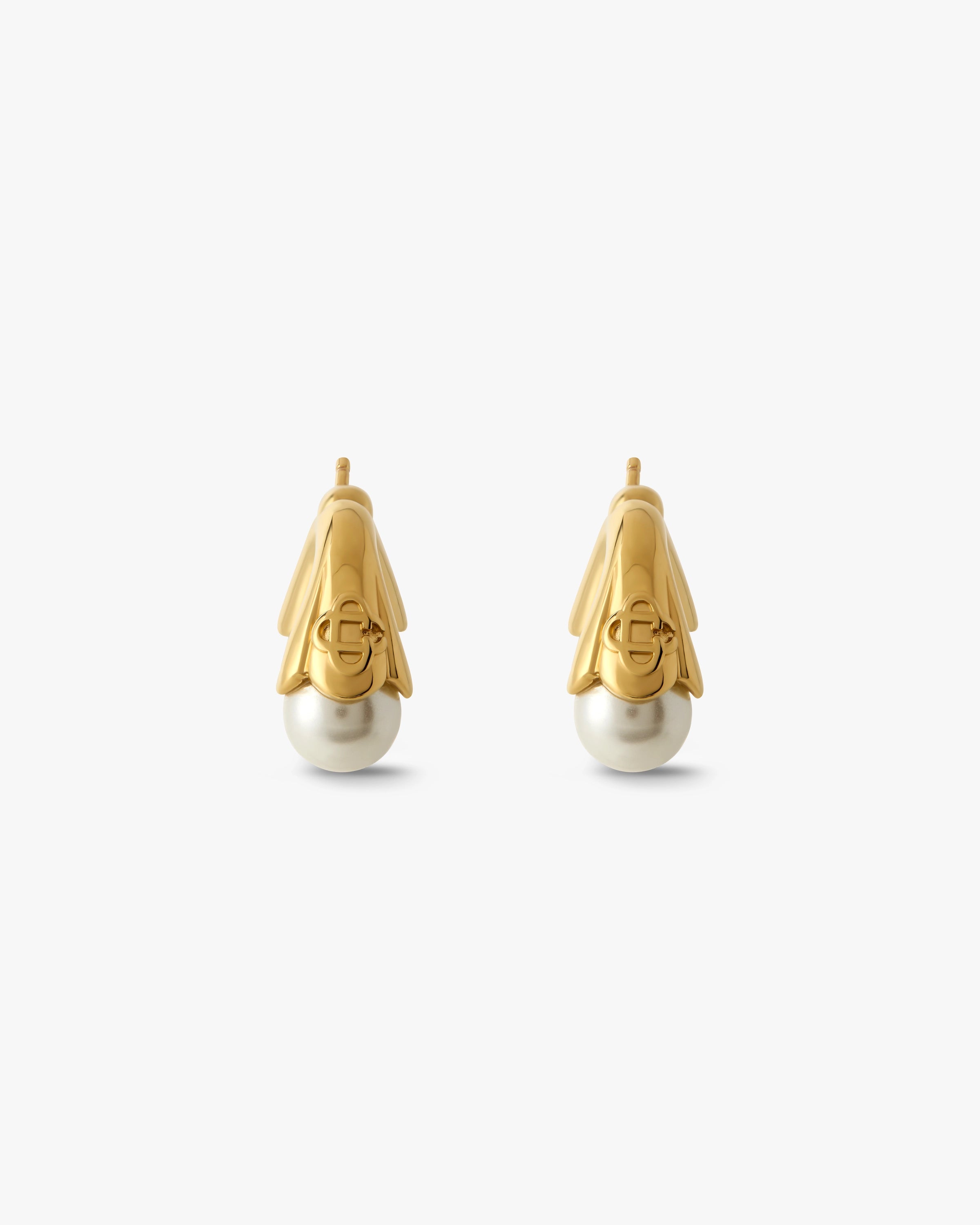 Casablanca Double Lotus orecchini perla oro bianco