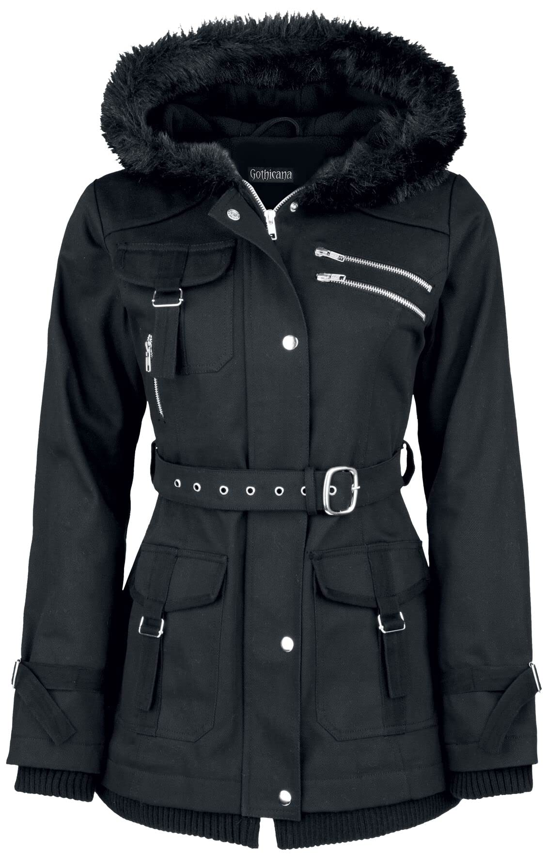Gothicana by EMP giacca invernale nera cintura taglia S