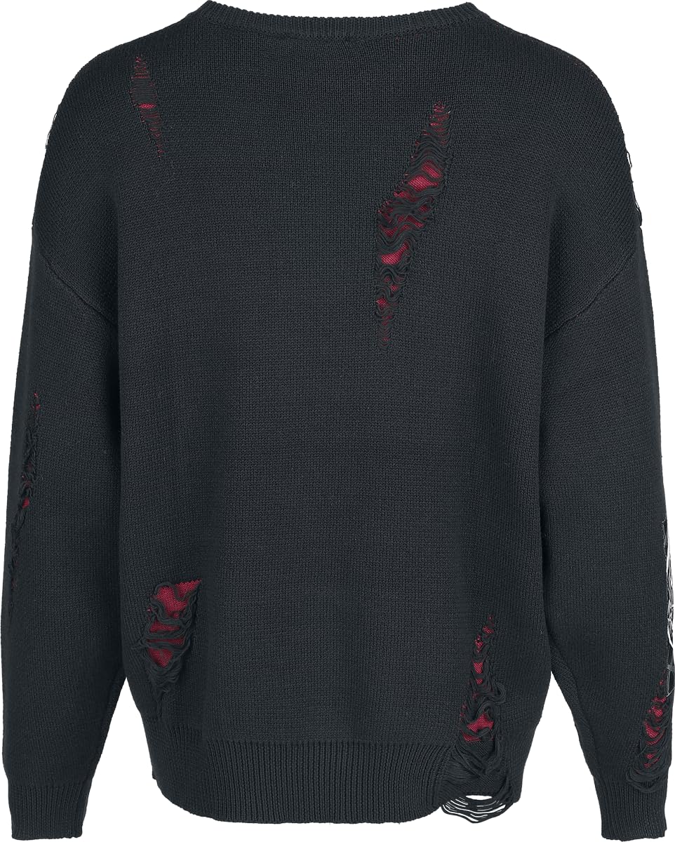 Gothicana by EMP Maglione Donna Nero Rosso M Destroyed