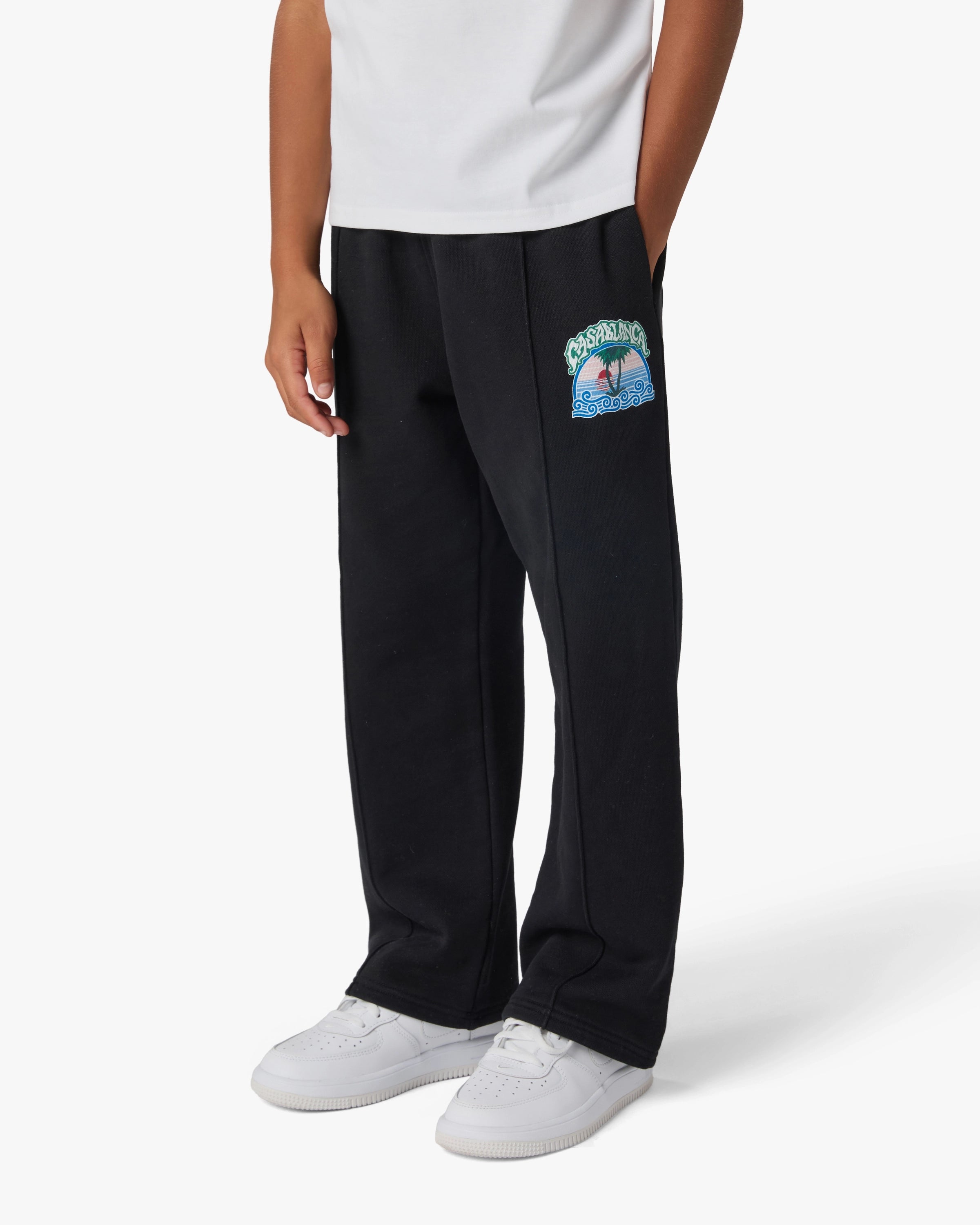 Casablanca Palm Tree pantaloni tuta neri bambino cotone bio