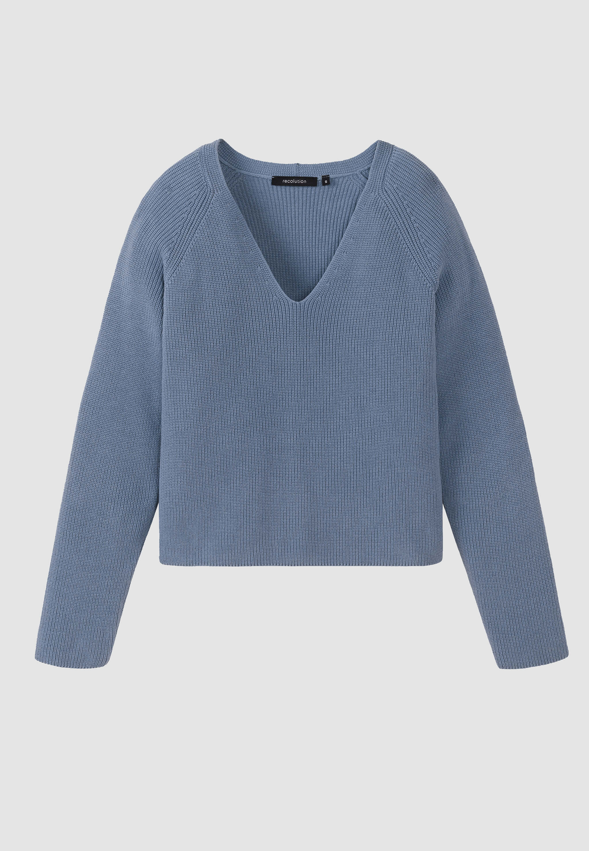 Recolution Arugula maglia scollo a V azzurro cotone bio