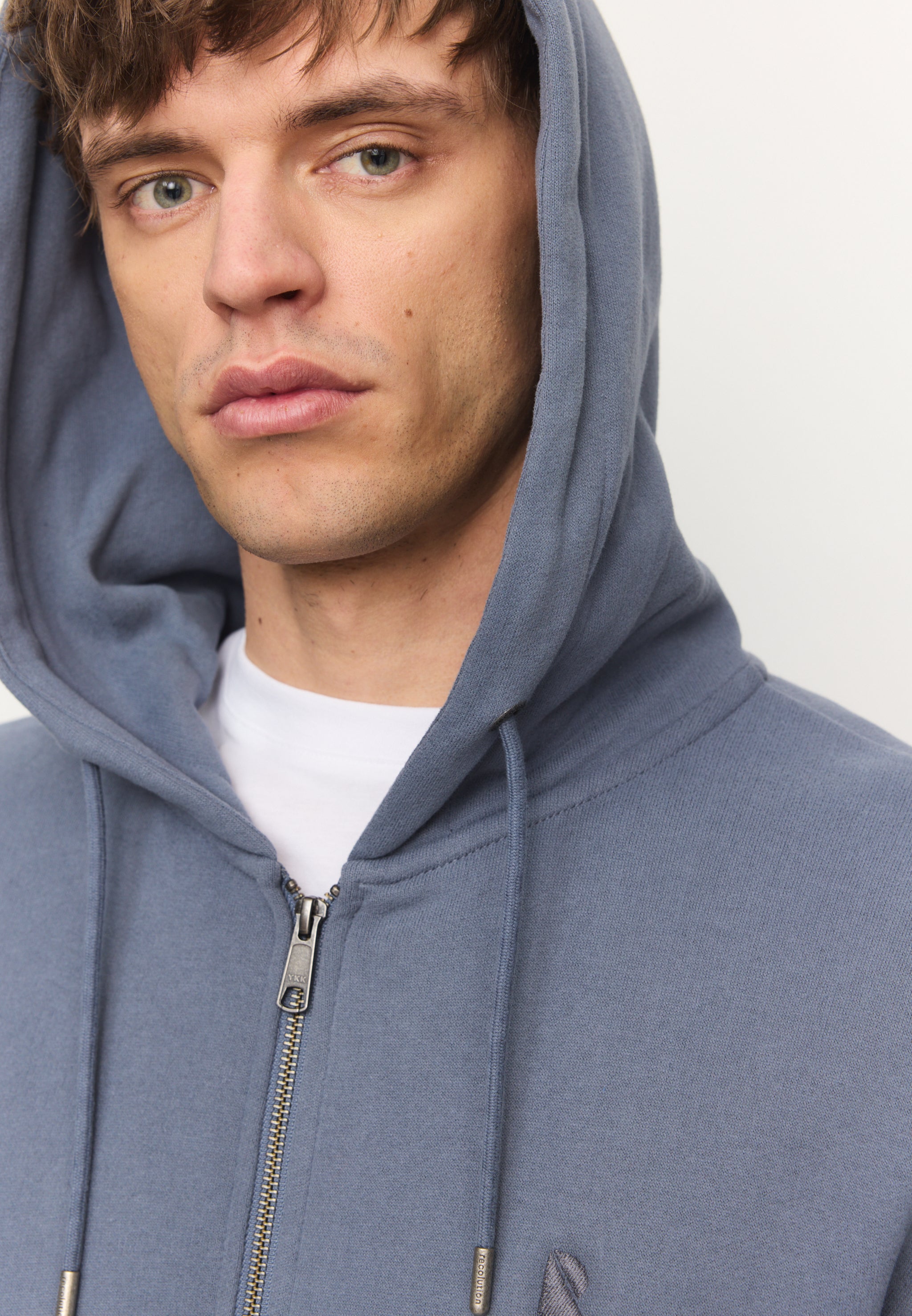 Recolution Birch felpa zip azzurra cotone bio