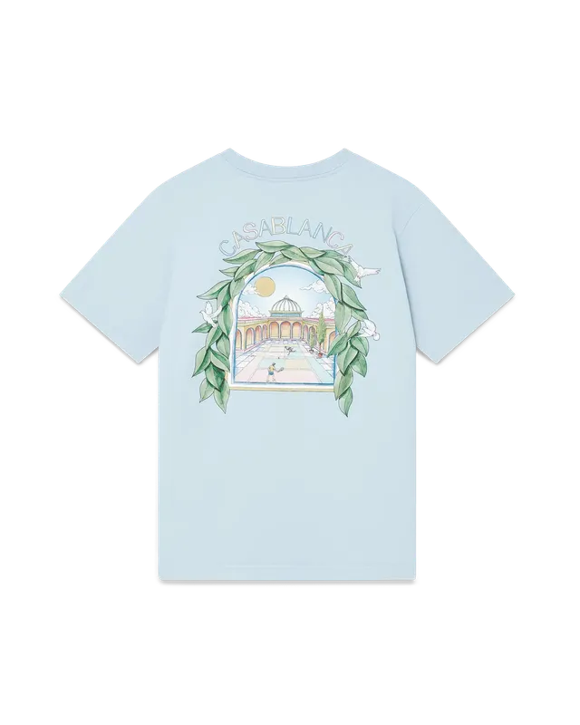 Casablanca L'Arche De Tennis t-shirt azzurro cotone organico