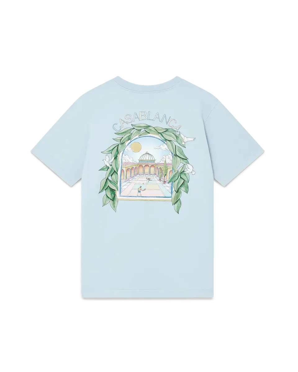 Casablanca L'Arche De Tennis t-shirt azzurro cotone organico