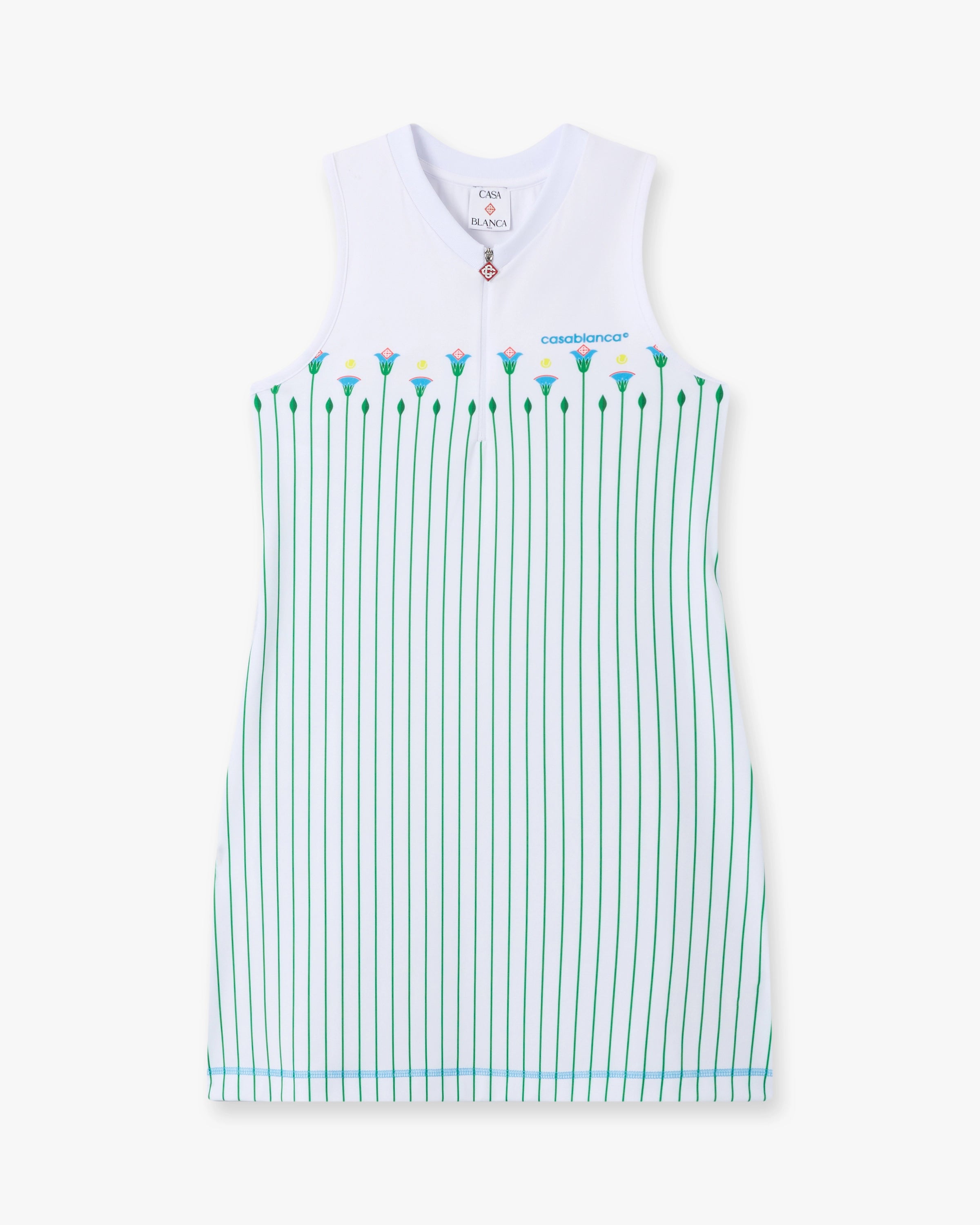 Casablanca Floral Stripe vestito tennis bianco slim