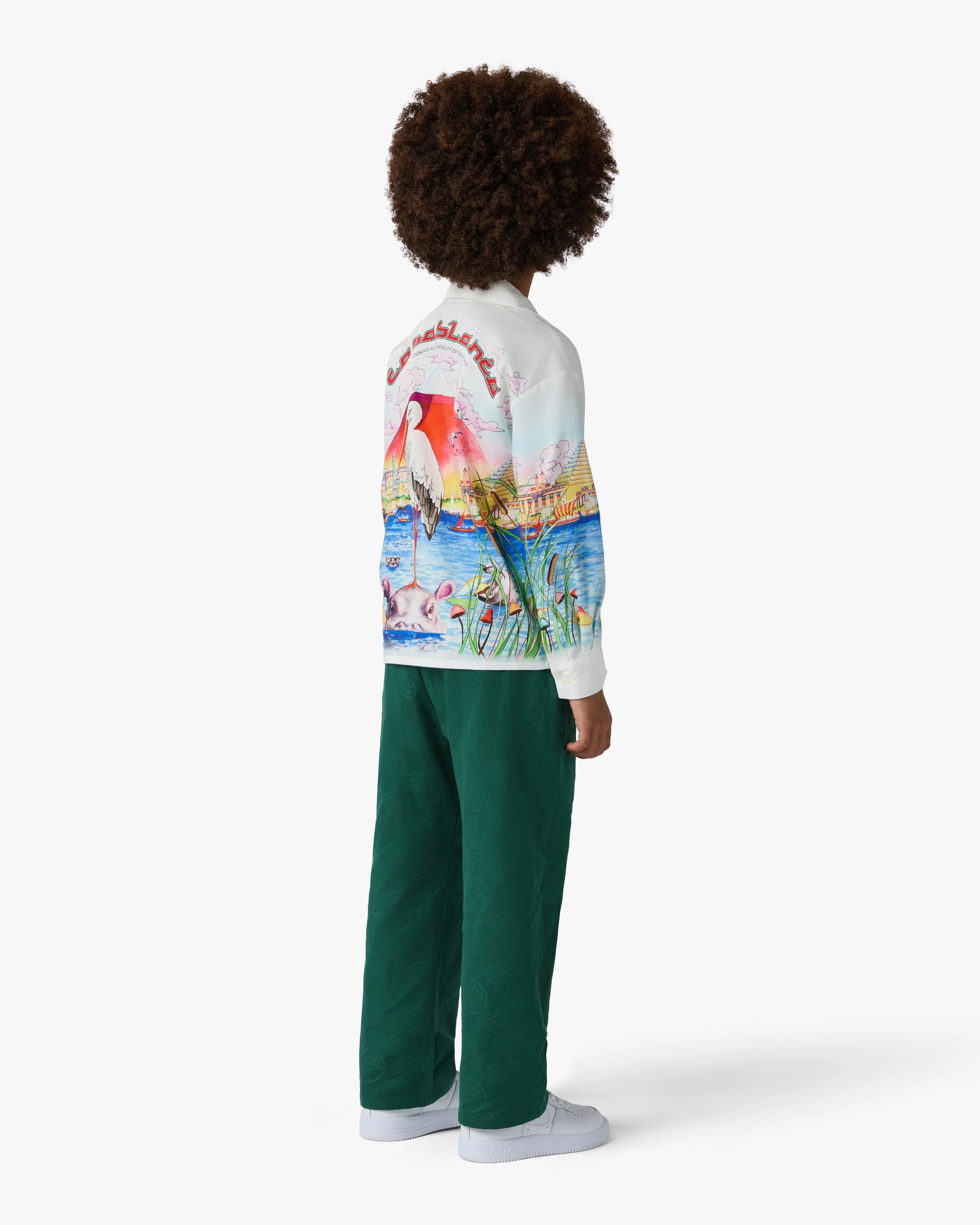 Casablanca Children's Green Monogram Chino Trousers bimbo verdi