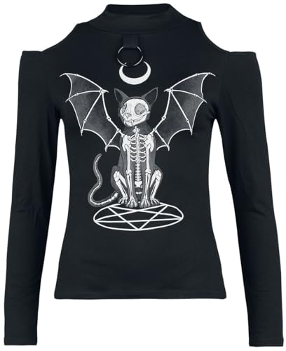 Gothicana by EMP Maglia Nera Spalle Scoperte Maniche Lunghe donna