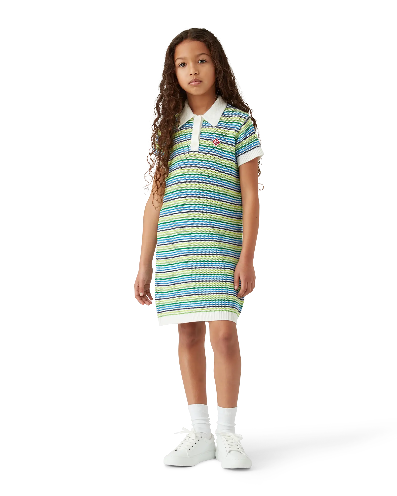 Casablanca Stripe abito bambina verde cotone