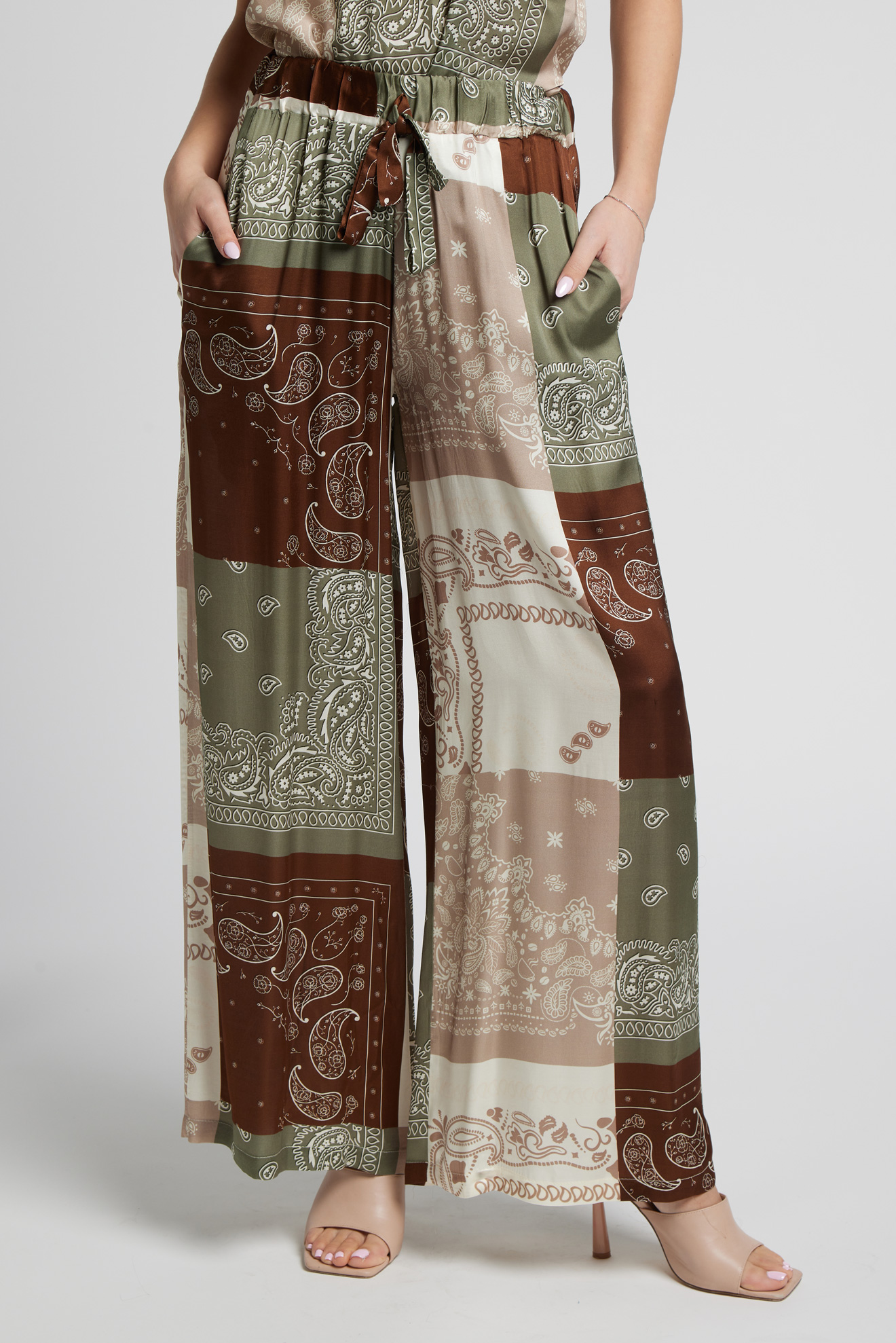 Sarah Chole Girasole 37363 pantaloni raso viscosa fantasia
