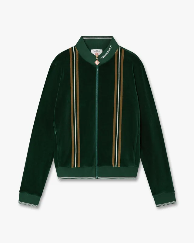 Casablanca Stripe Velour giacca tuta verde marrone