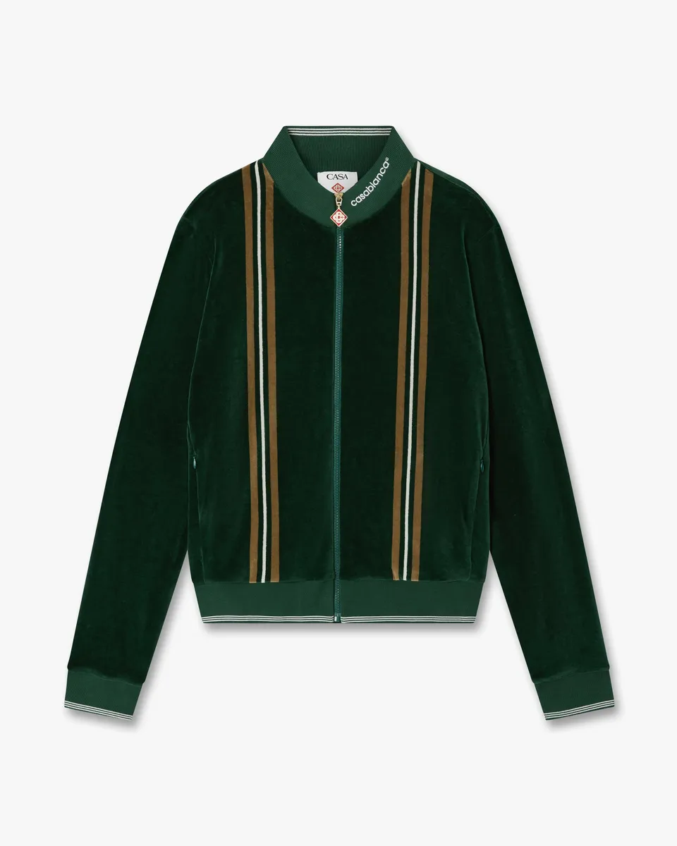 Casablanca Stripe Velour giacca tuta verde marrone