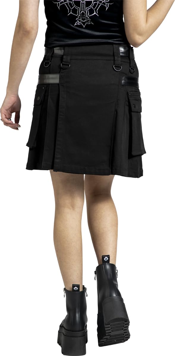 Gothicana by EMP Kilt gonna nera a pieghe fibbia tasche