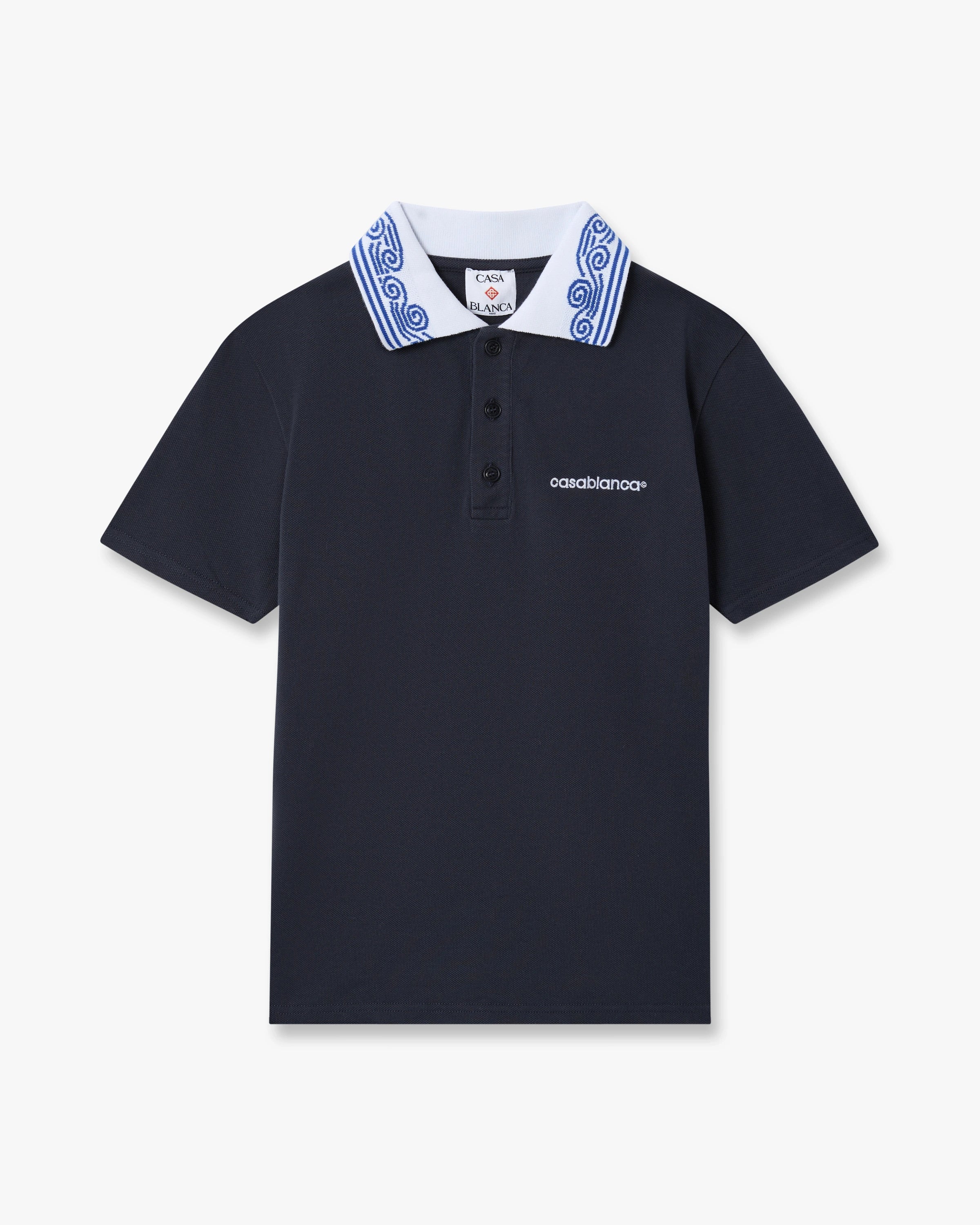 Casablanca Navy Wave polo bambino blu cotone