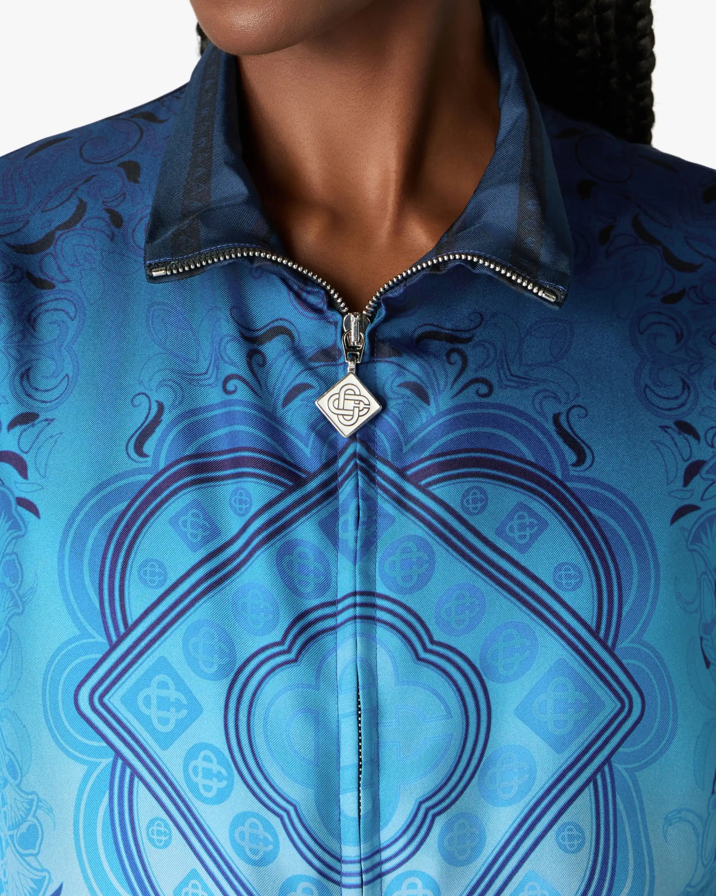 Casablanca Egyptian Rug giacca track seta blu