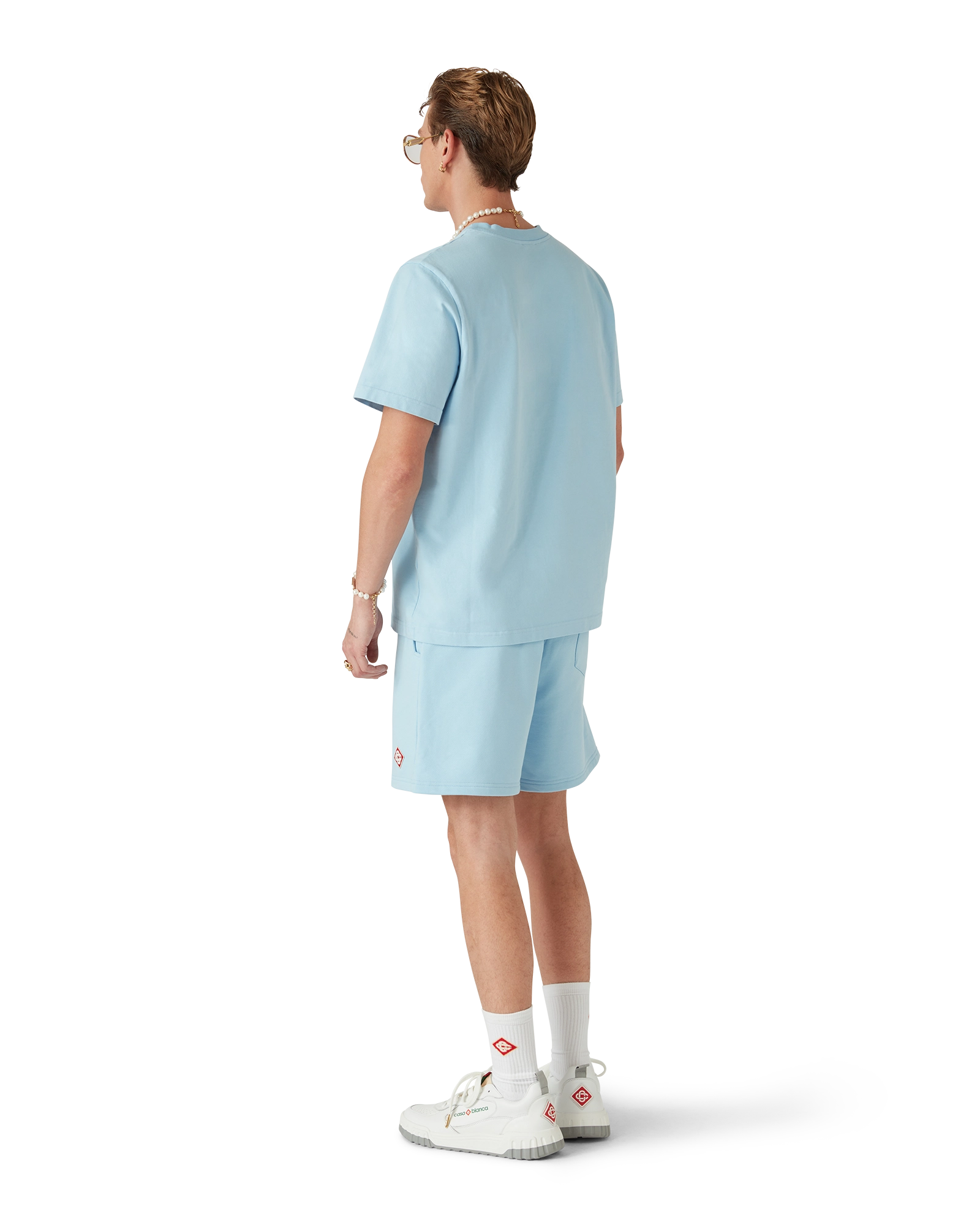 Casablanca Diamond Logo t-shirt azzurra cotone bio