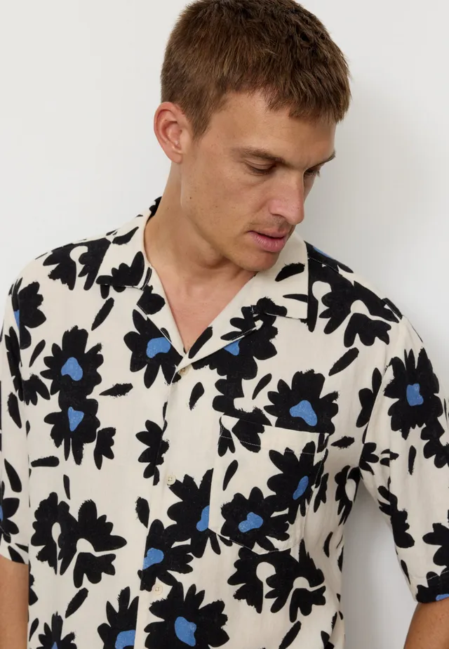 Recolution Cactus Bloom camicia uomo blu lino